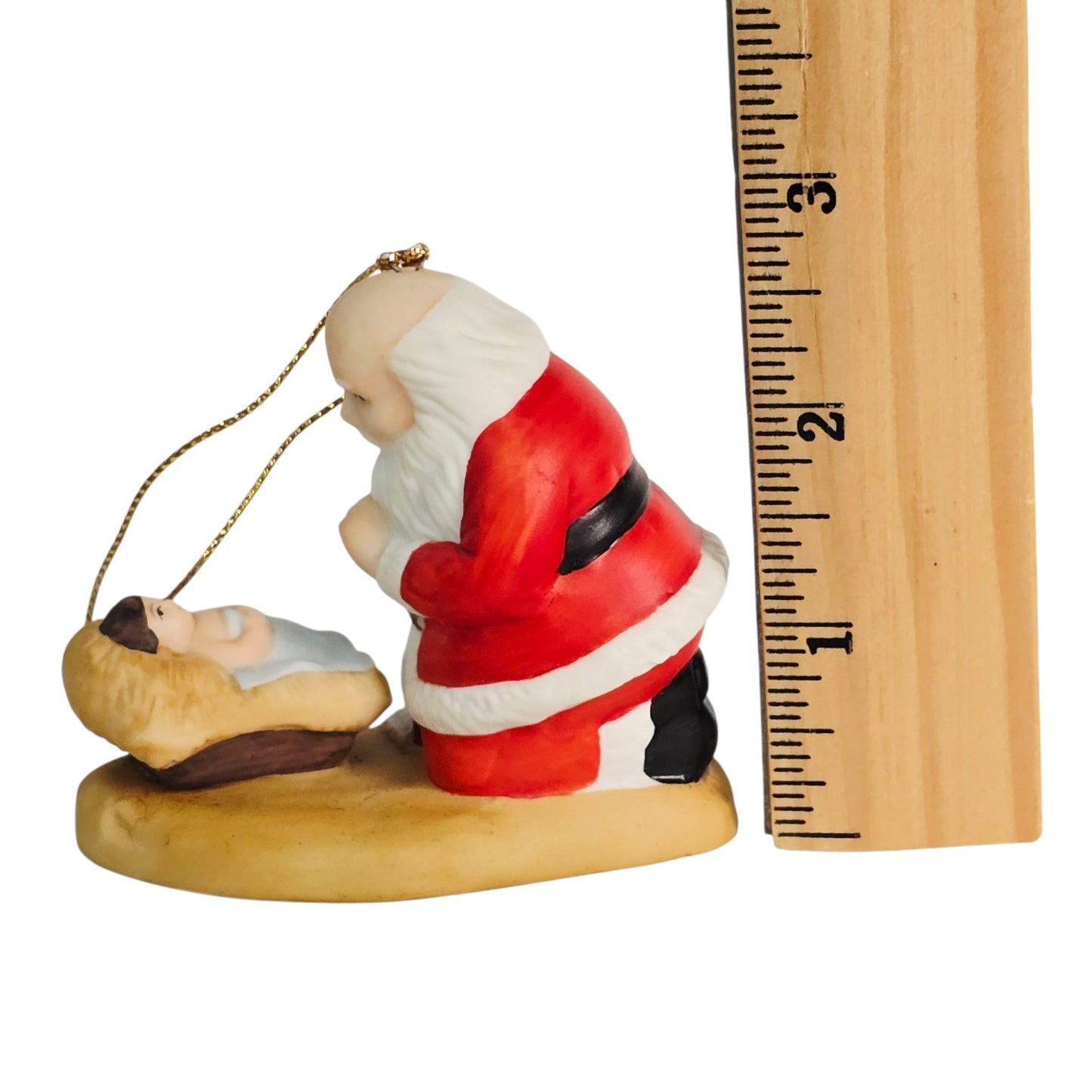 Vtg "The Kneeling Santa" Ornament 1985 by Roman Original Box, Santa & Baby Jesus