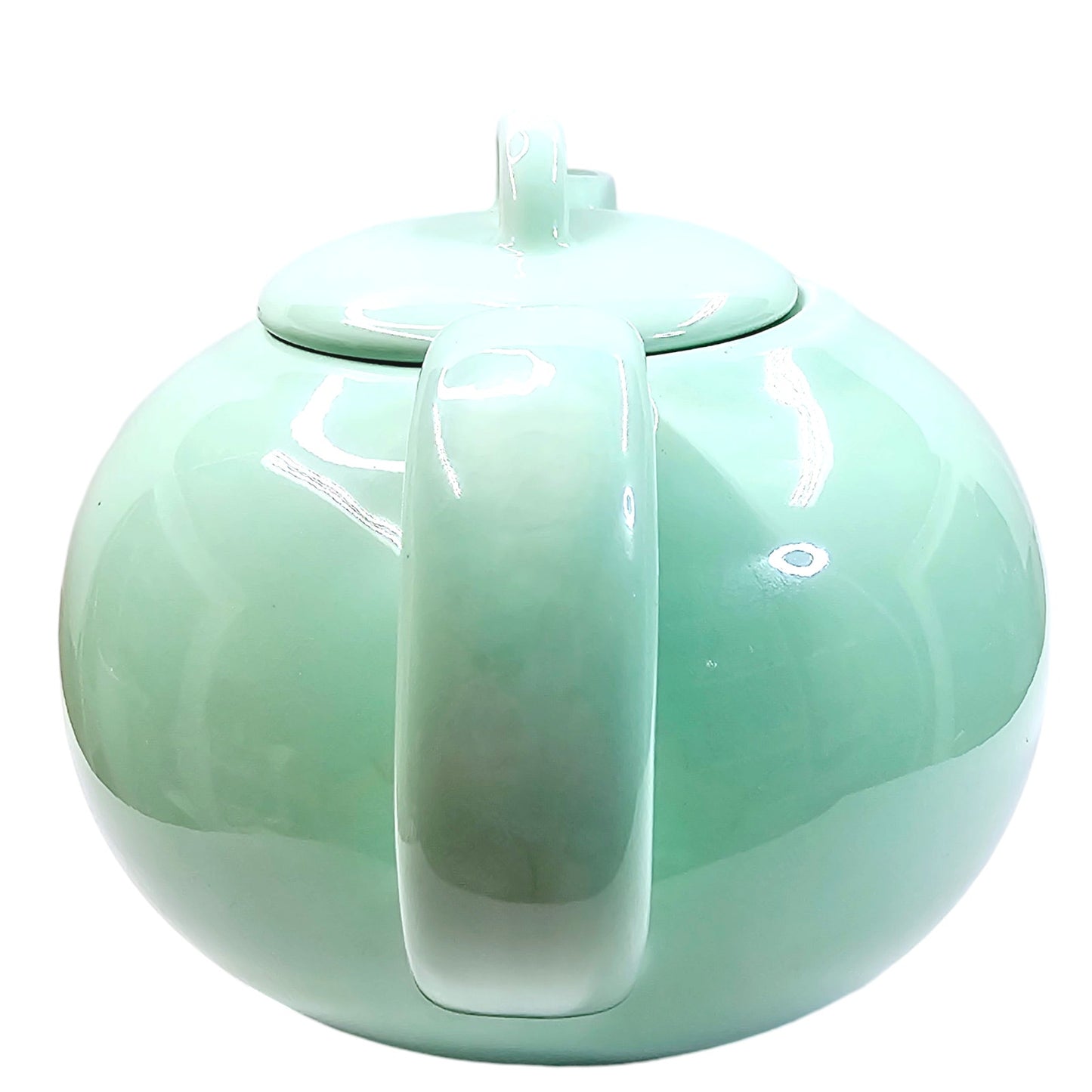 Vtg Teal Green Pastel Teapot- Open Lid Handle Glazed-Studio Made