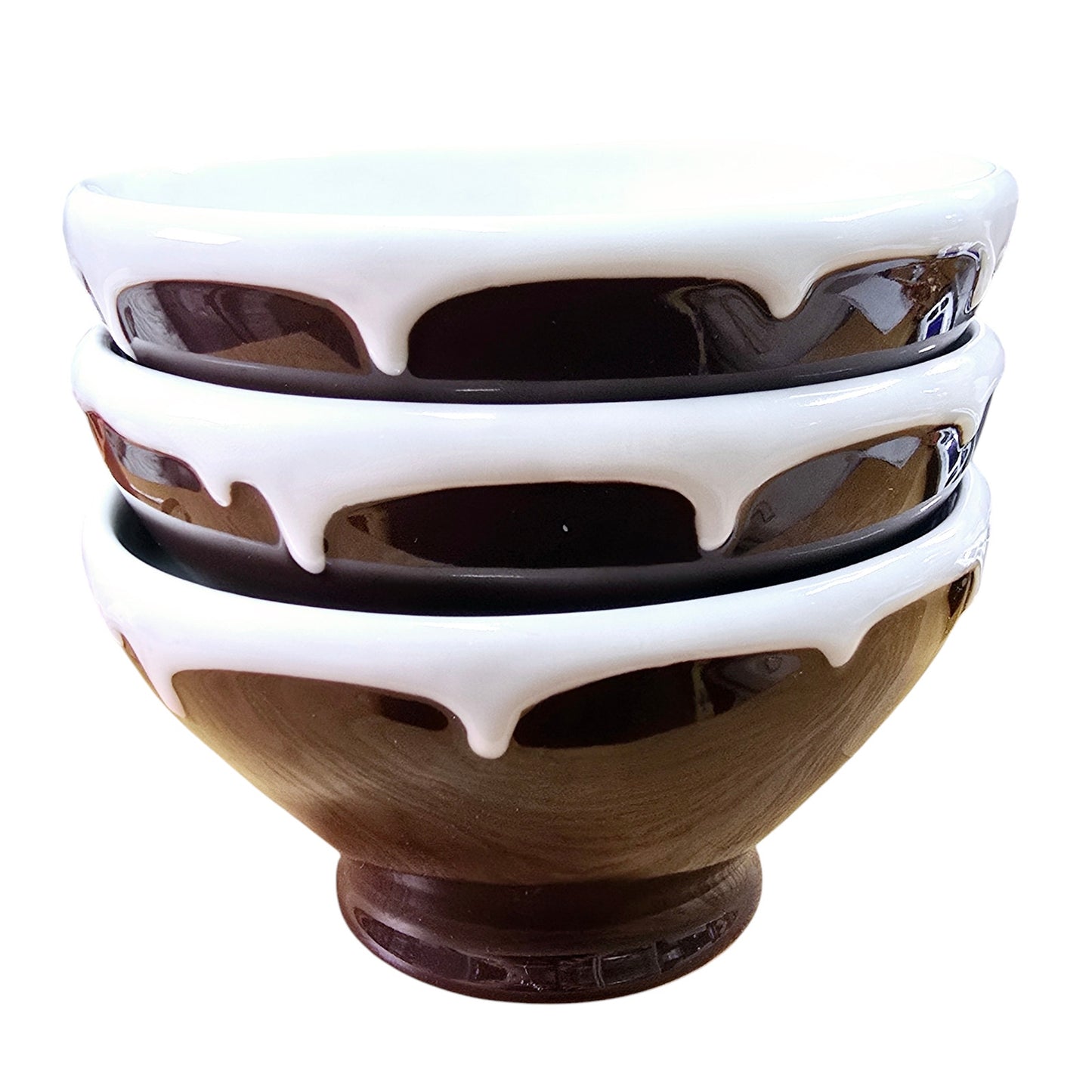 Set of 3 Pottery Barn CHOCOLATE Ice Cream Dessert Bowls, Sundae Toppings Serving Bowls