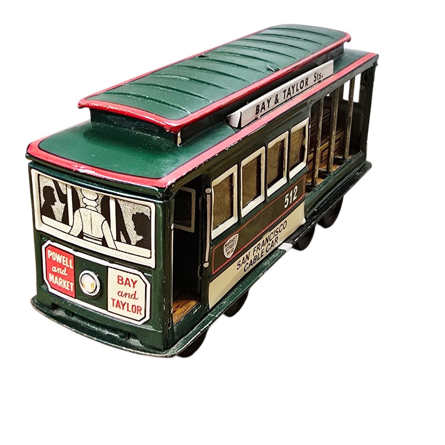 Vtg Tin Litho San Francisco Cable Car 512 Toy Japan Friction Bell