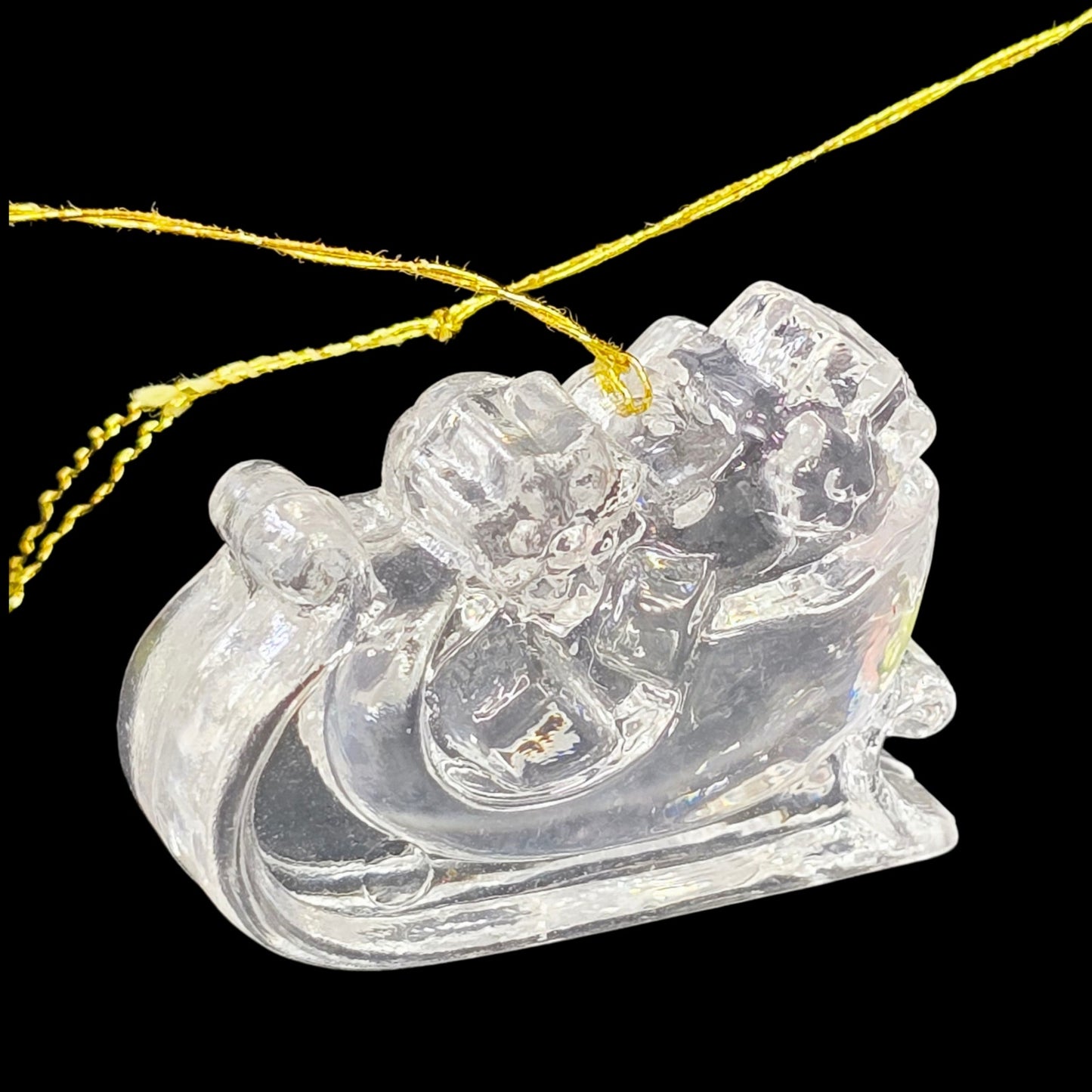 Set of 4 Vintage Miniature Clear Acrylic Christmas Ornaments