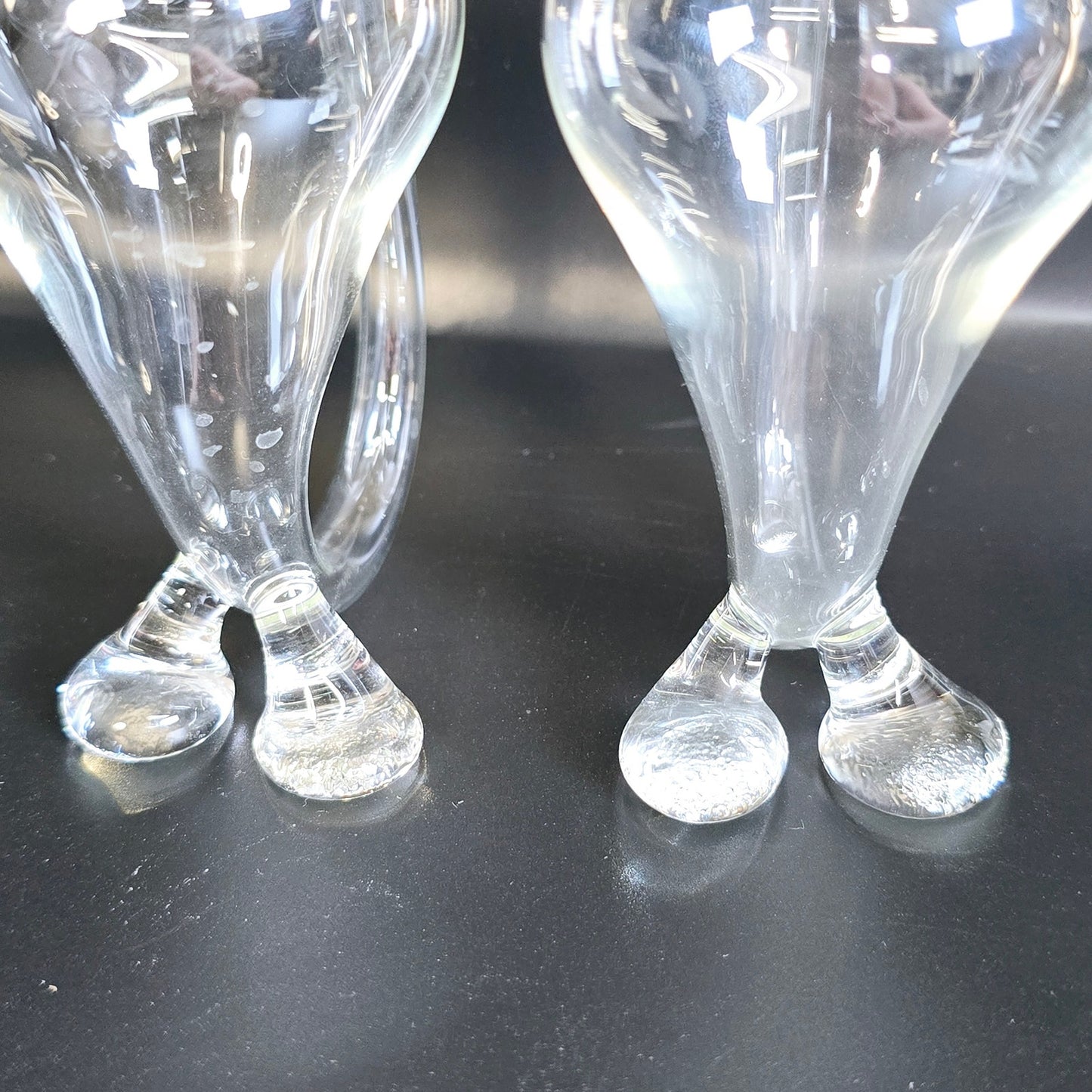 Handblown Clear Glass Cat Tail Shot Glasses with Glass Tail Straws