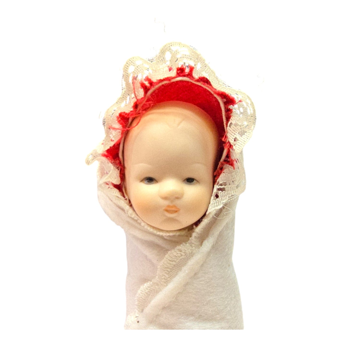 Vintage Porcelain Baby wrapped in Blanket, 4" L