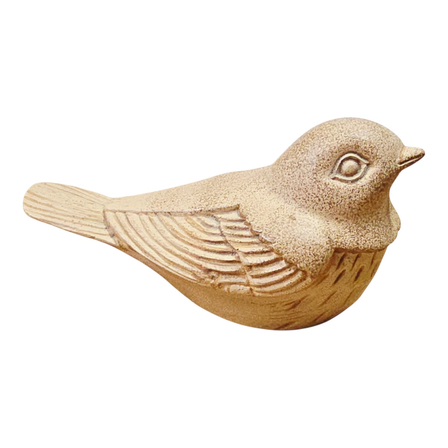 Resin Bird Figurine 4" Blond Wood Stone Look Decorative Sparrow Style Home Decor