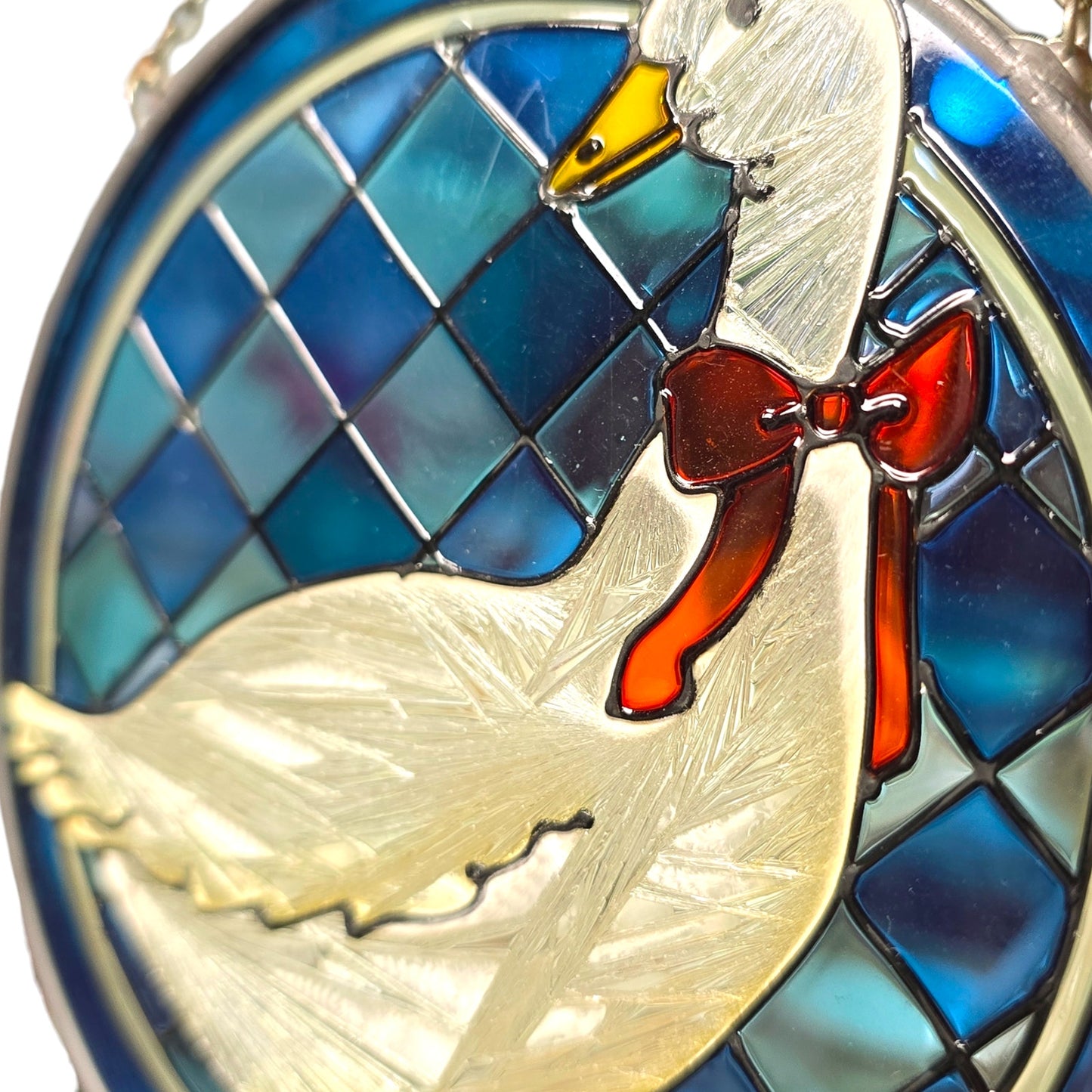 Vintage Goose Duck Stained Glass Sun Catcher, Made in Korea