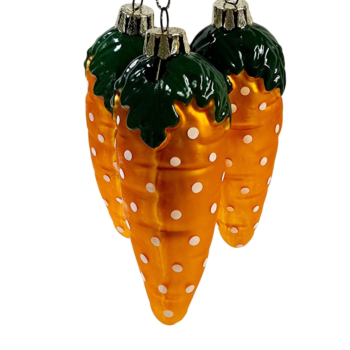 AS IS Set of 3 Blown Glass Carrot Ornaments, FLAW