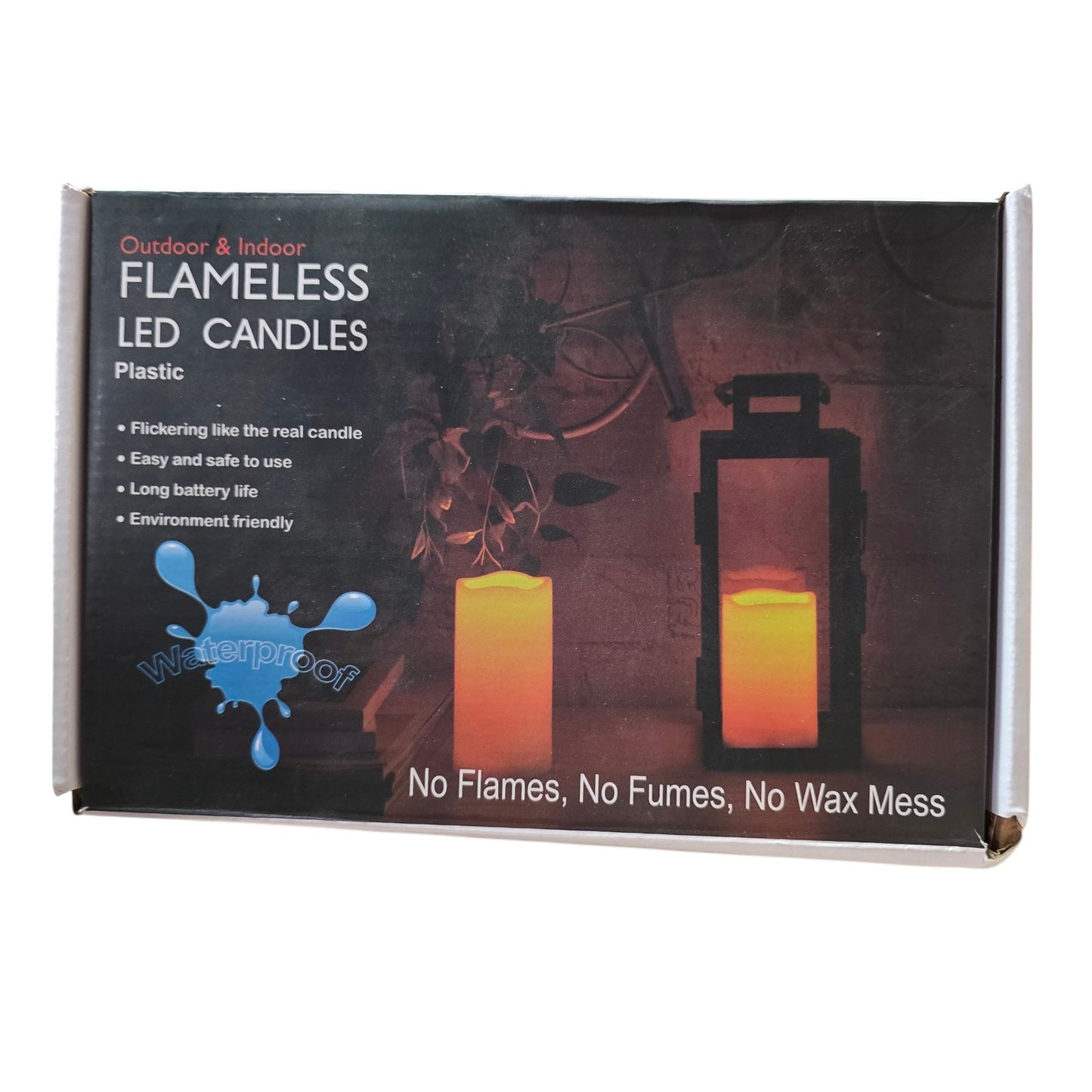 Flameless LED Candles Indoor Outdoor Plastic, Battery-Operated, Set of 4 Pillar