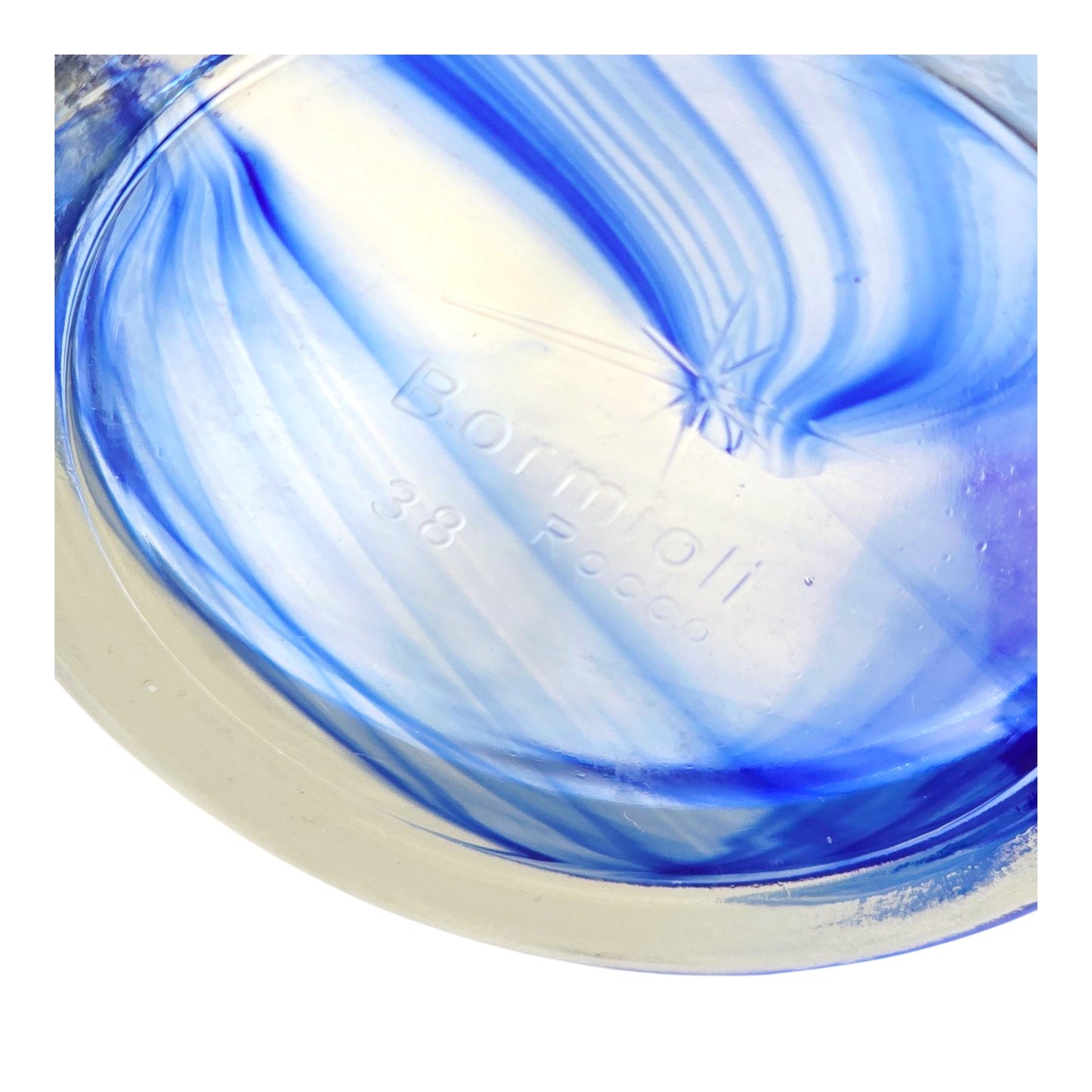 Bormioli Rocco Hand Blown Glasses, Italian Cobalt Blue Swirl Glasses, Heavy Glass