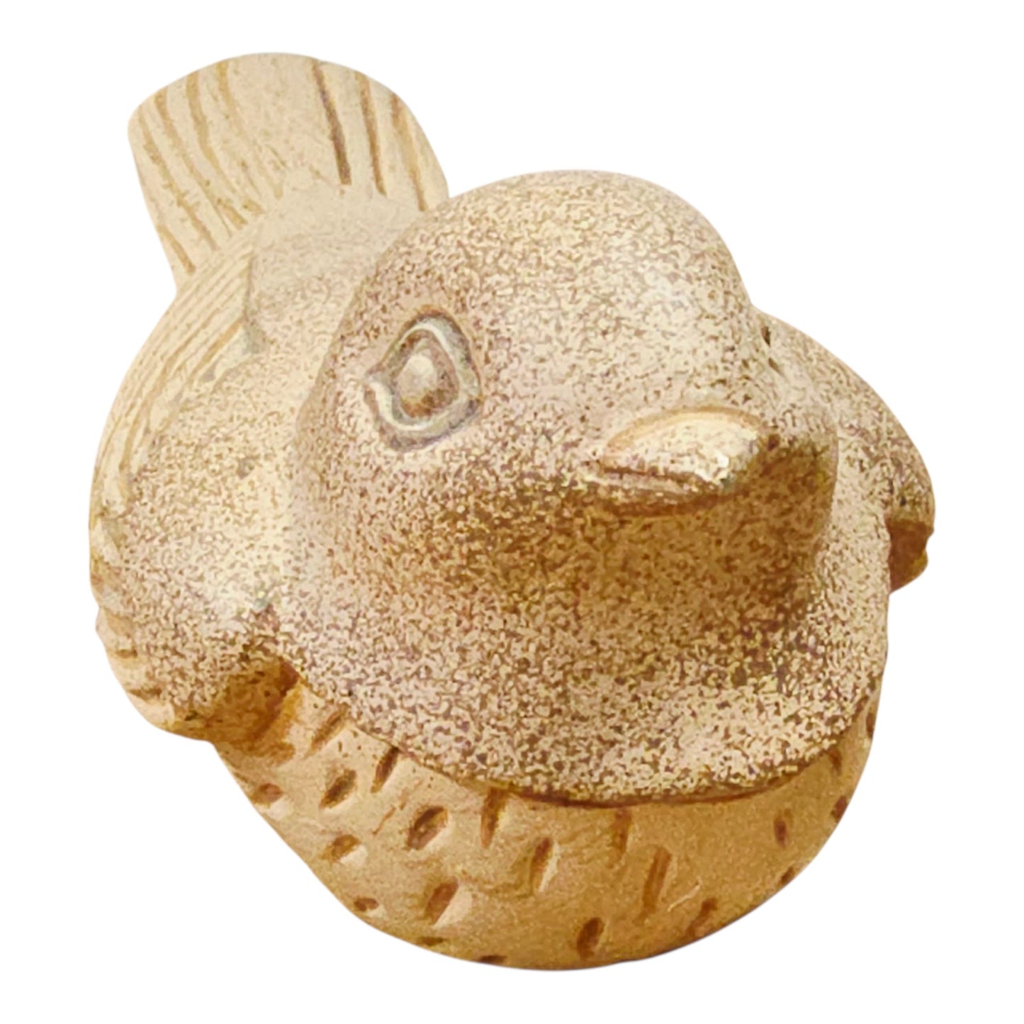 Resin Bird Figurine 4" Blond Wood Stone Look Decorative Sparrow Style Home Decor