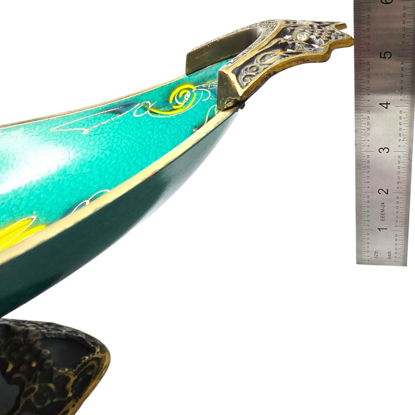 Vintage Israel Enameled Brass Tray Ornate MCM Mid Century Judaica17"