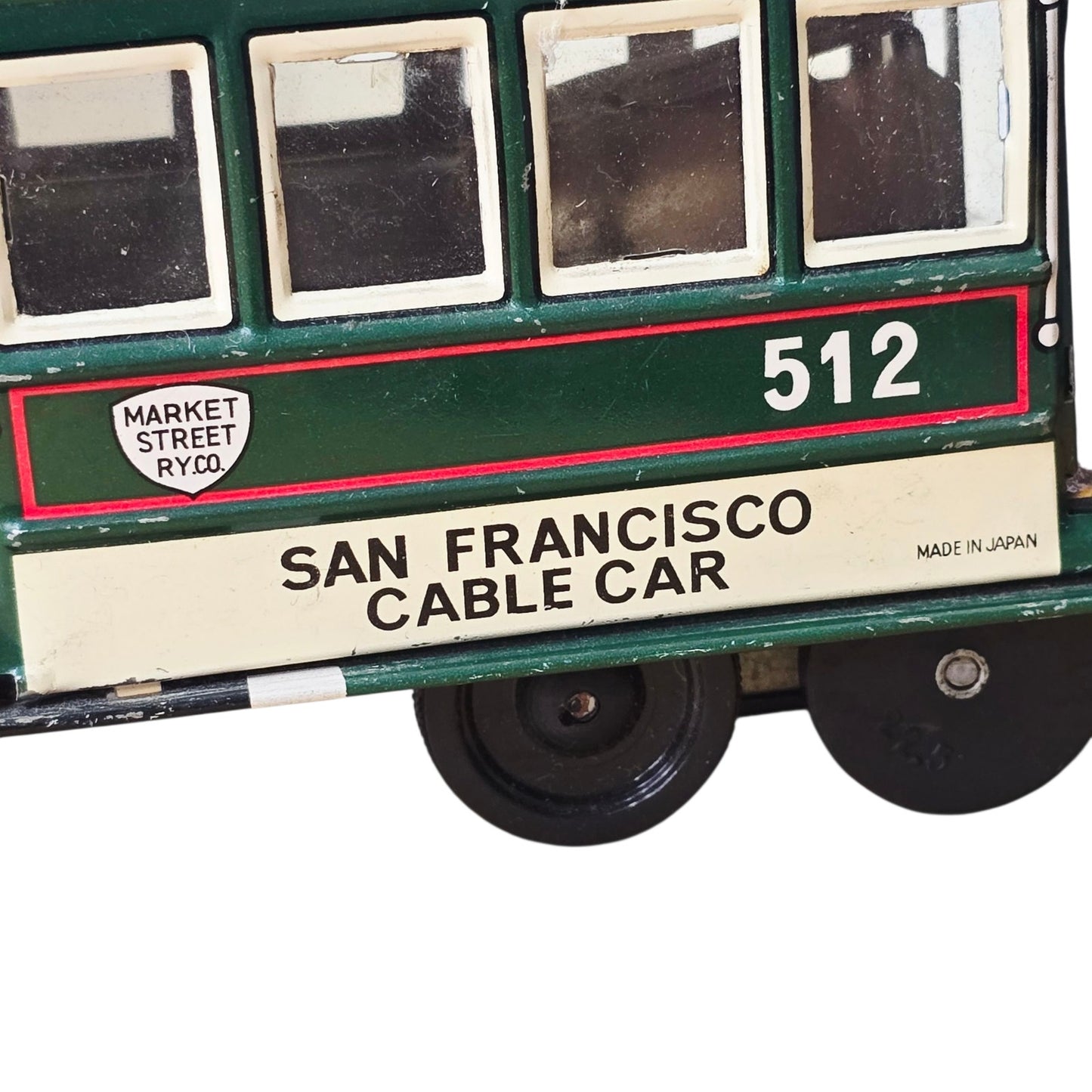 Vtg Tin Litho San Francisco Cable Car 512 Toy Japan Friction Bell