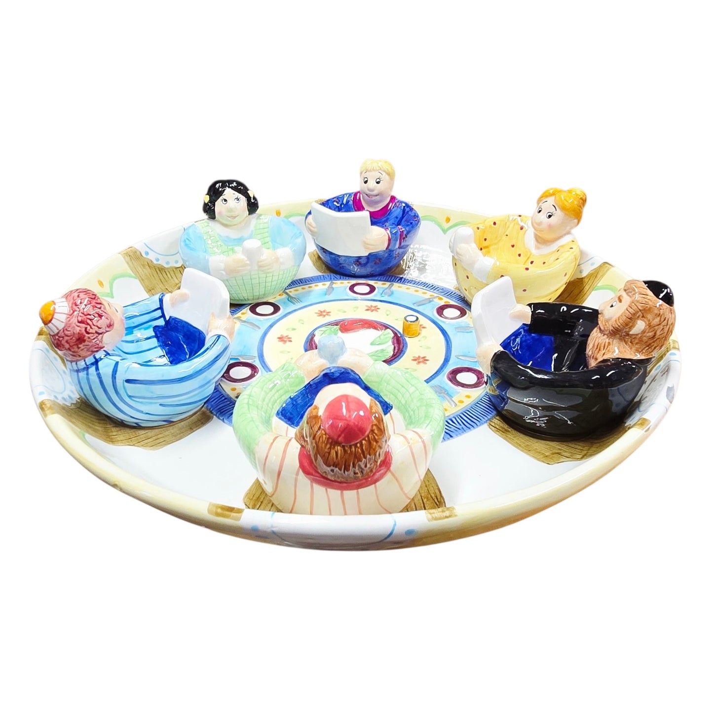 Judaic Jewish Passover Seder Vtg Serving Set with 6 Small Ceramic Bowls By Lotus