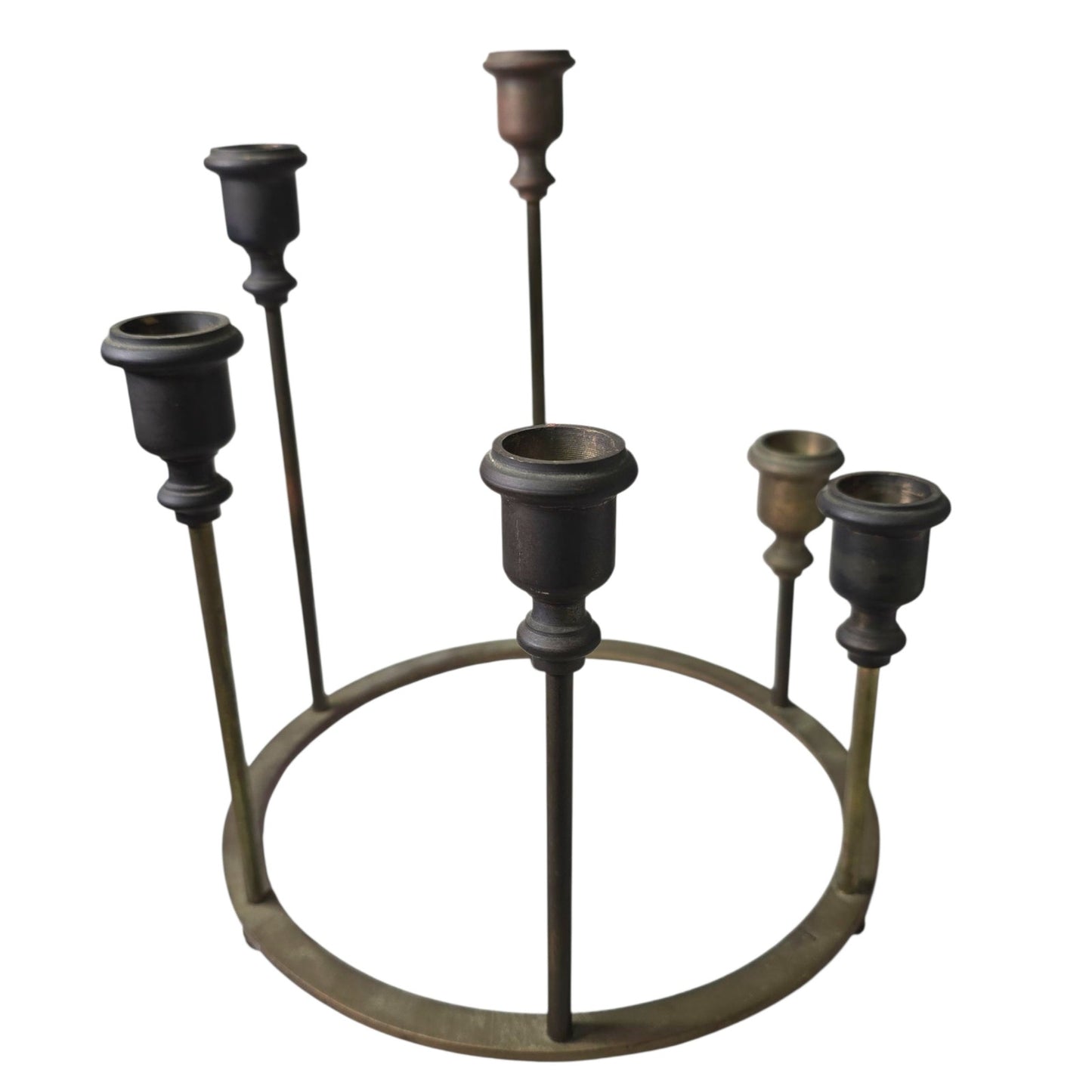 MCM 6 Taper Brass Candle Holder Modernist Sculpture Danish Brutalist Geometric