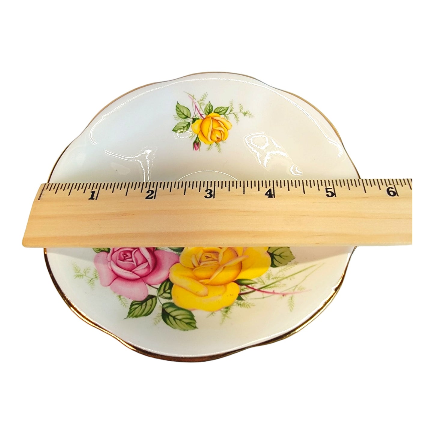 Royal Seagrave Bone China Teacup and Saucer, Pink and Yellow Roses