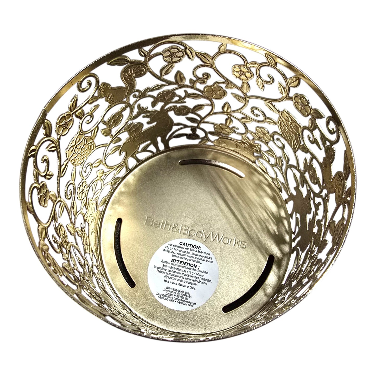 Bath & Body Works Woodland Candle Holder + Iced Cranberry Scone Candle Soft Gold