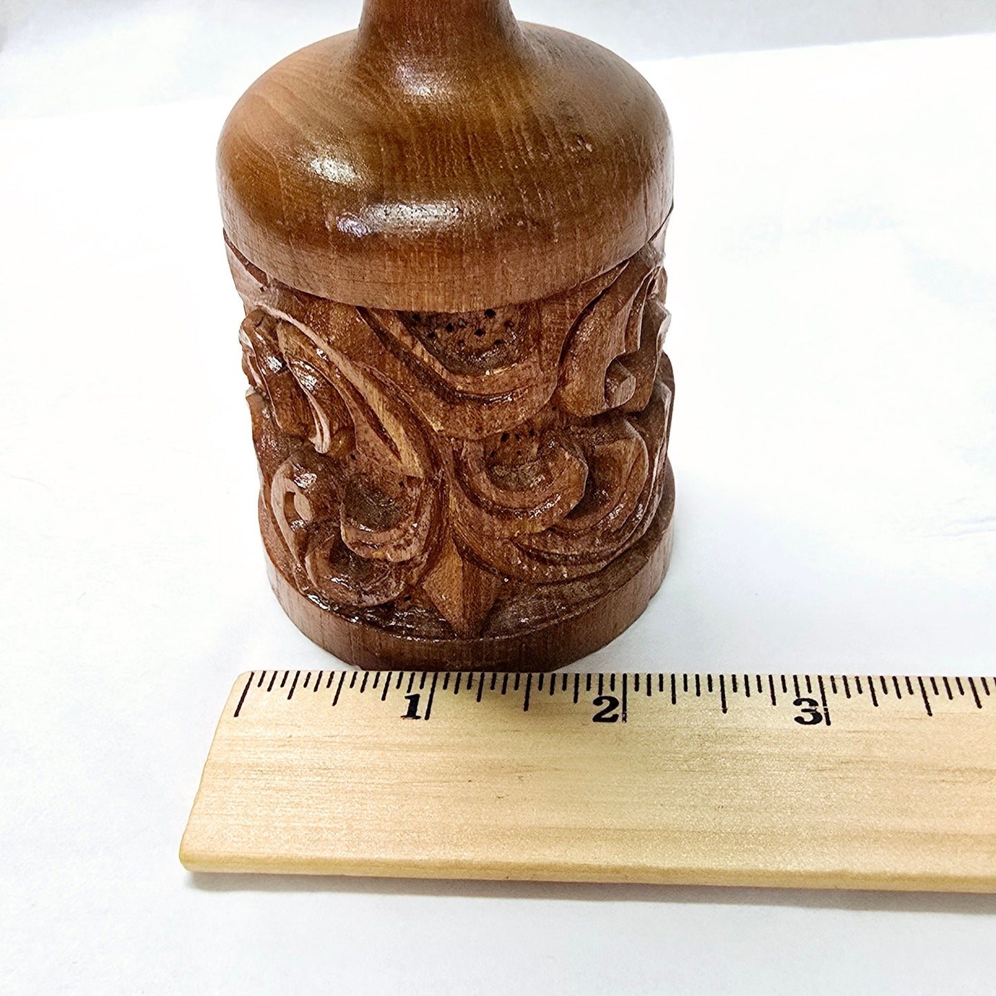 Vtg Hand Carved Wooden Candle Holder Rococo Baroque Style Rustic Boho Decor Wabi Sabi