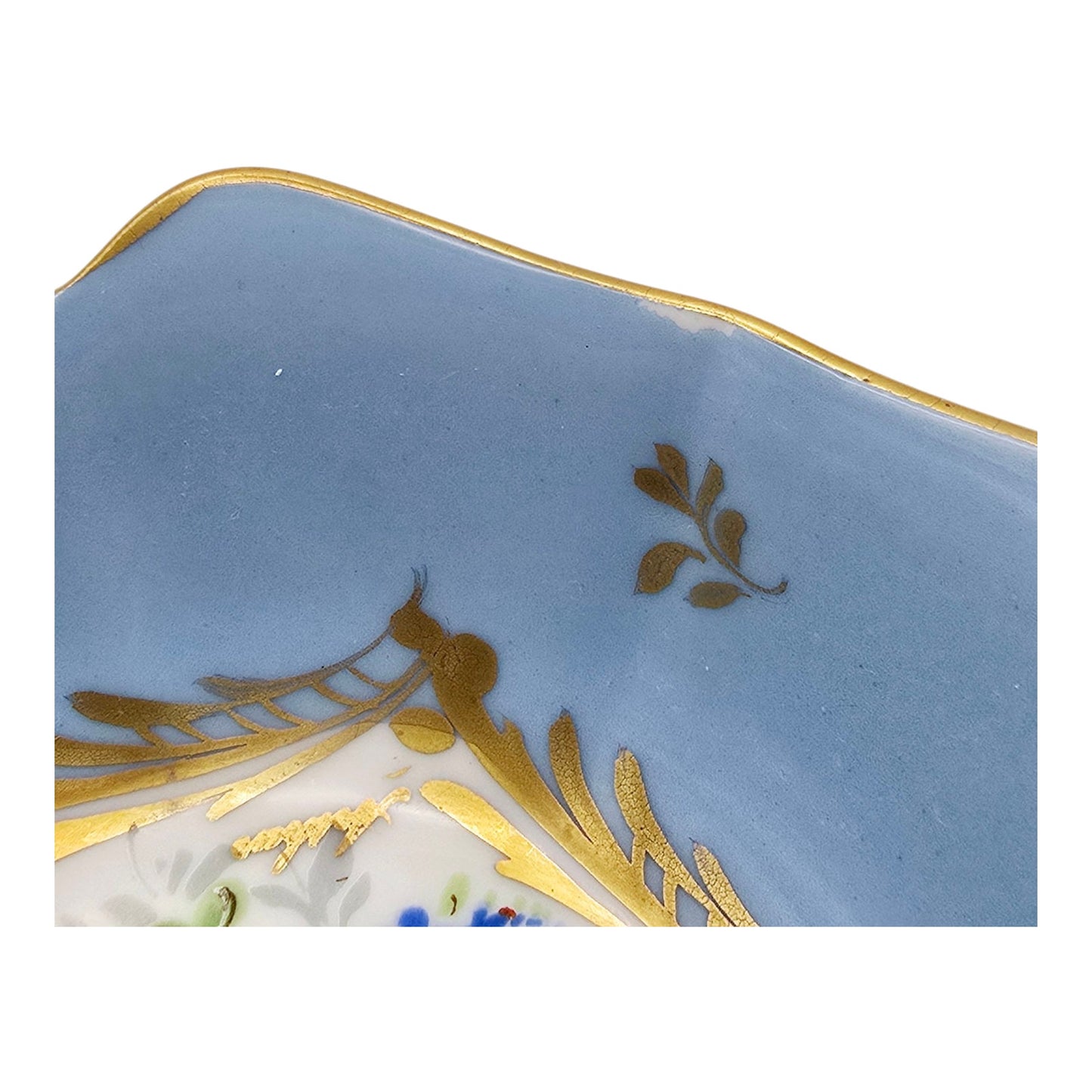 Blue French Porcelaine De Couleuvre France Decorative Bowl Made in France Flower