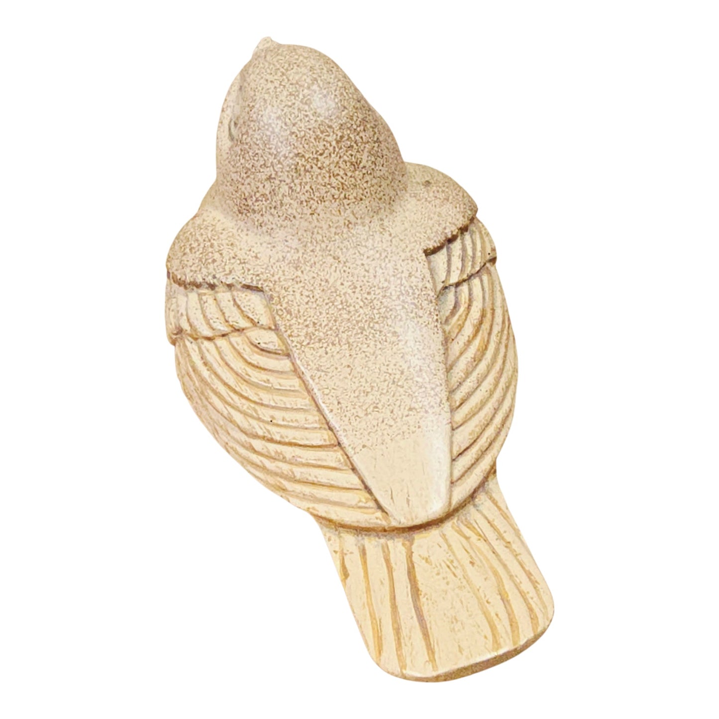Resin Bird Figurine 4" Blond Wood Stone Look Decorative Sparrow Style Home Decor