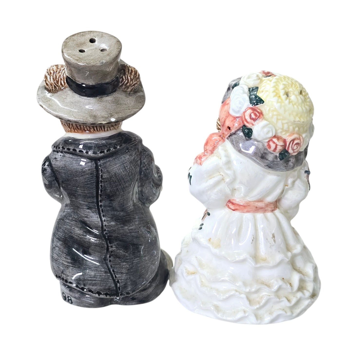 Vintage Boyds Bears Bearware Pottery Salt & Pepper Shakers True Love Bride Groom