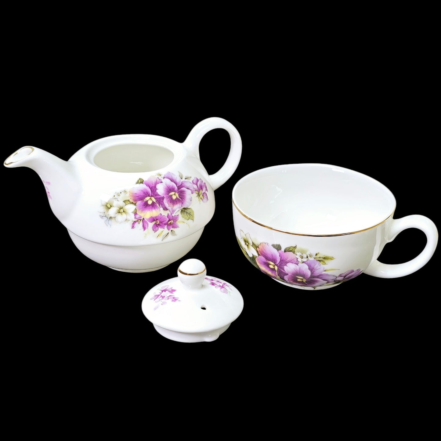 Vintage Dunn & Bennett England Tea-for-One, Stackable Teacup and Teapot DJB England