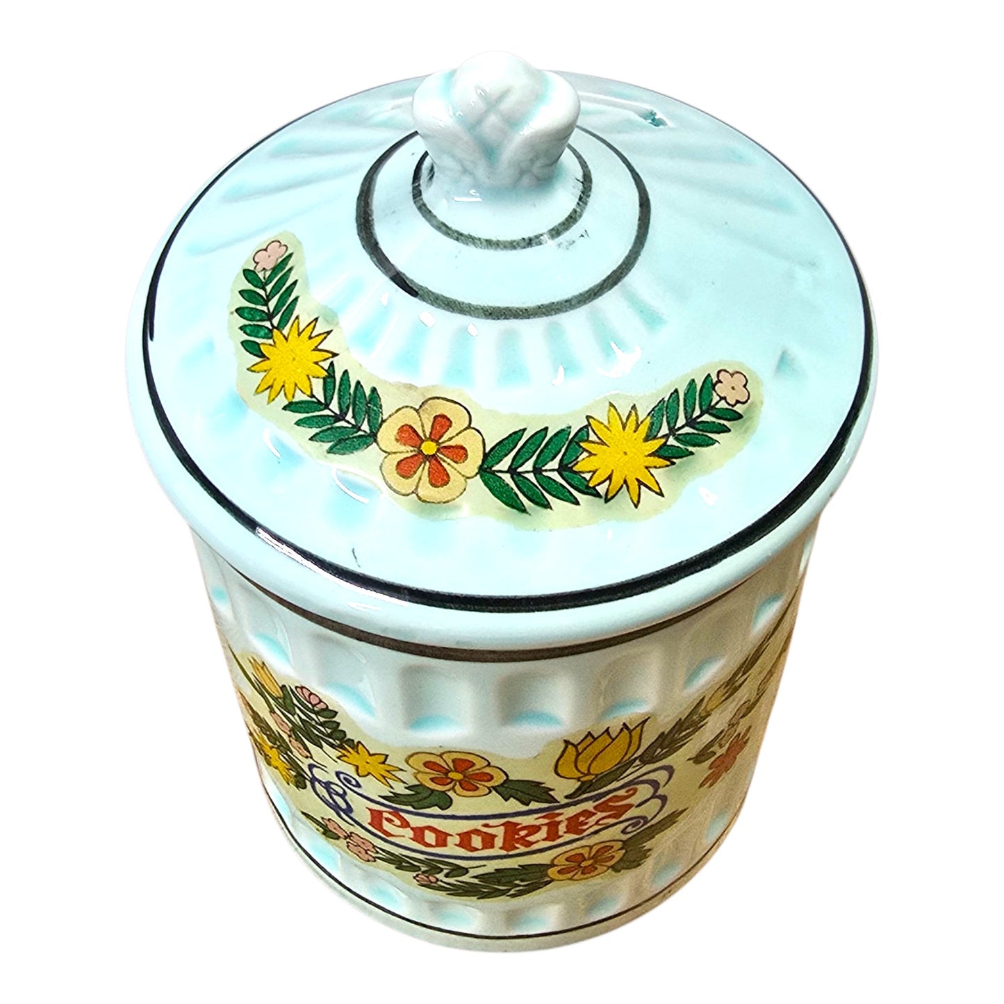 Vtg Wyatt Dunagan Williams Ceramic Cookie Jar Coin Bank Floral 5.5" WDW Japan