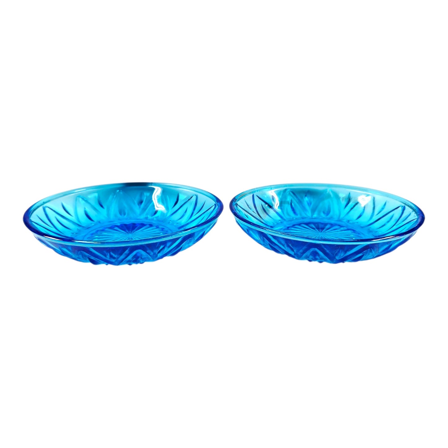 Set of 2 Vintage Hazel Atlas Cobalt Blue Glass Bowls 5” Trinket Dishes Glows