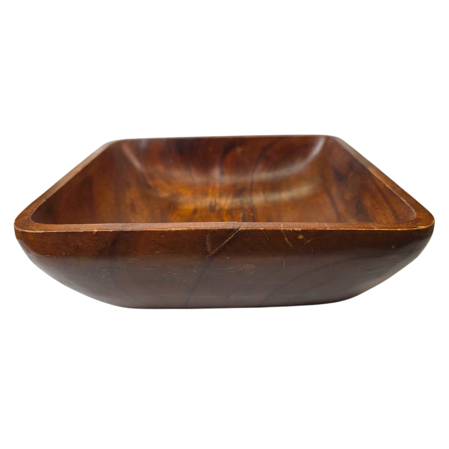Vintage Square-Shaped Serving Bowl, Wooden Salad Bowl / Serving Tray