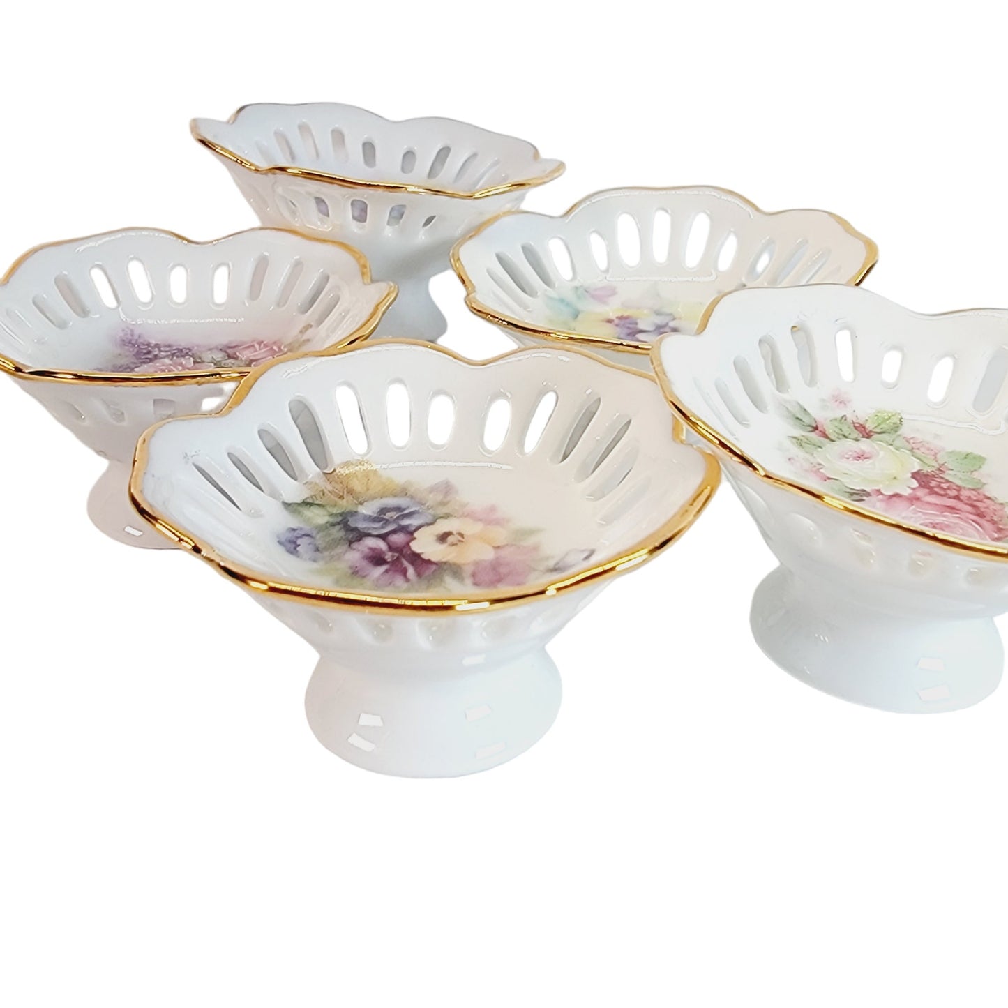 Set of 5 Tiny Sugar Pedestals Chocolate Dinner Mint Dish by Lois White CreARTive Treasures