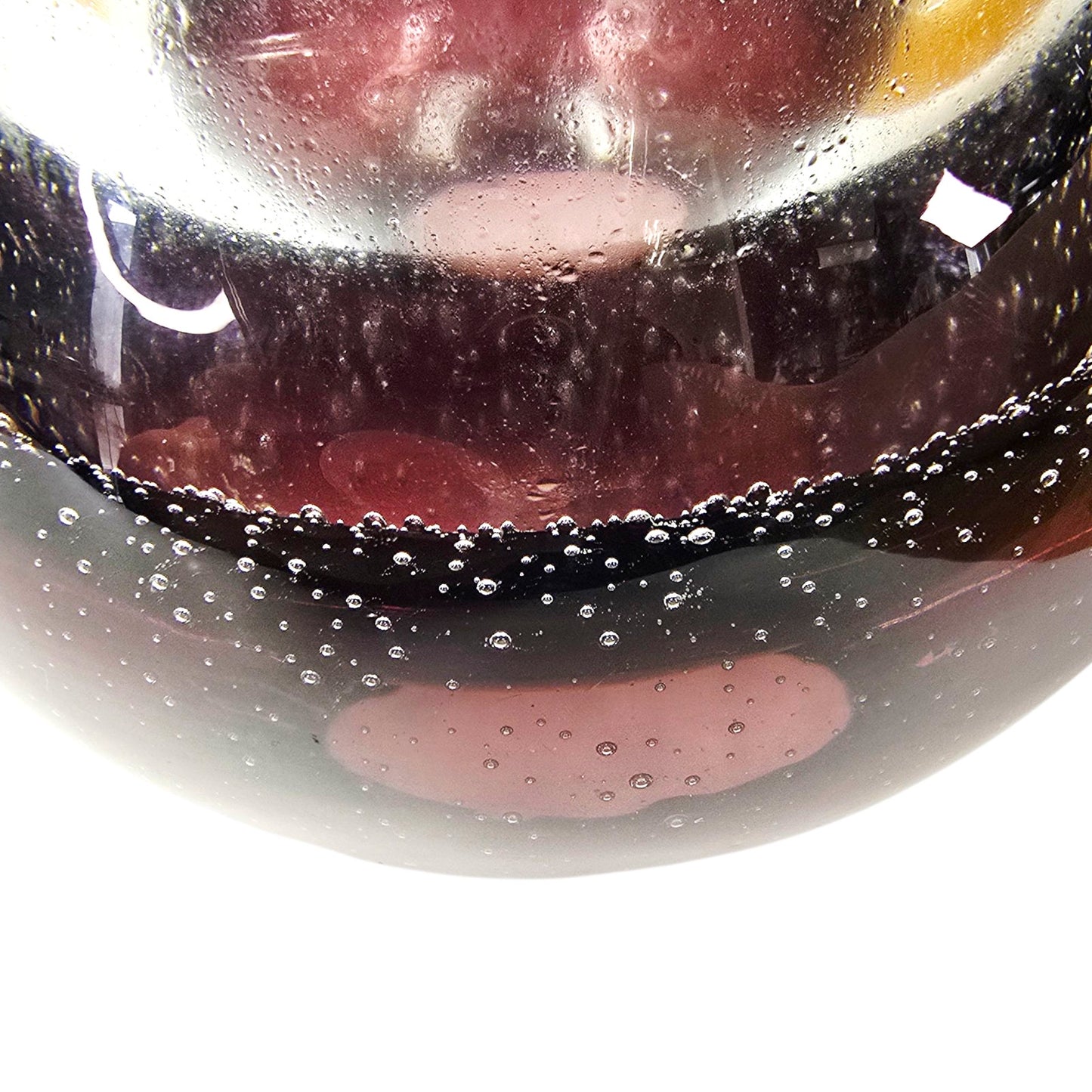 Polish Art Glass Orb Oil Lamp Paperweight Purple Glass Control Bubbles
