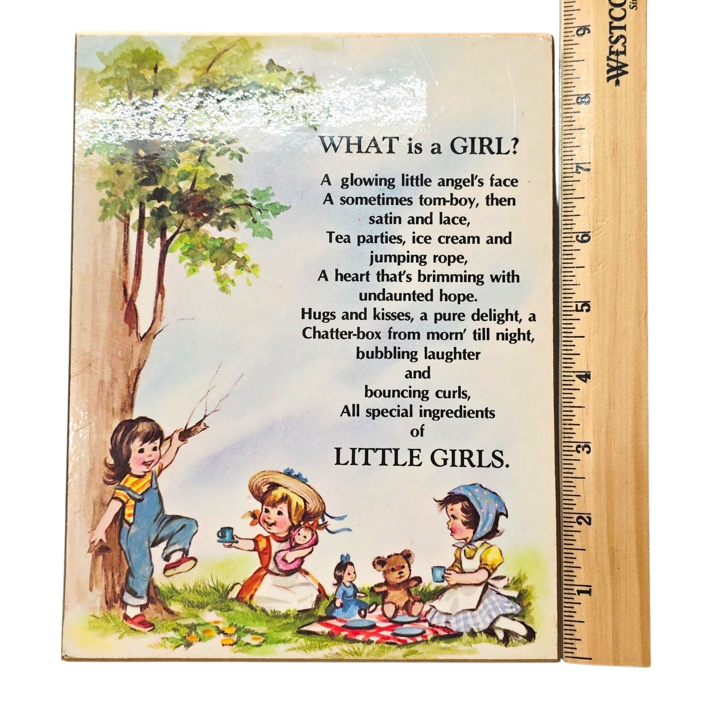 Vtg Little Girls Living Quotes What is a Girl Wall Plaque 1979 Russ Berrie USA