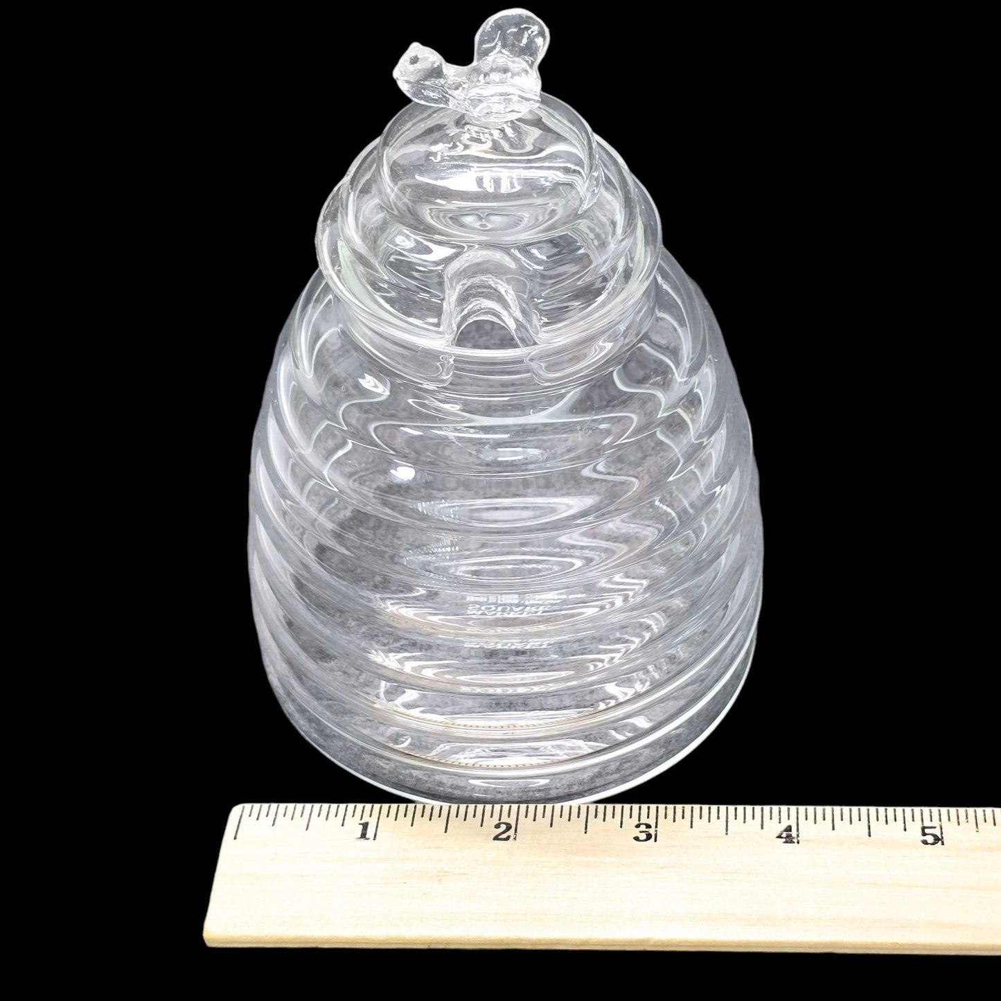 Market Square Clear Glass Honey Jar with Glass Bee Finial