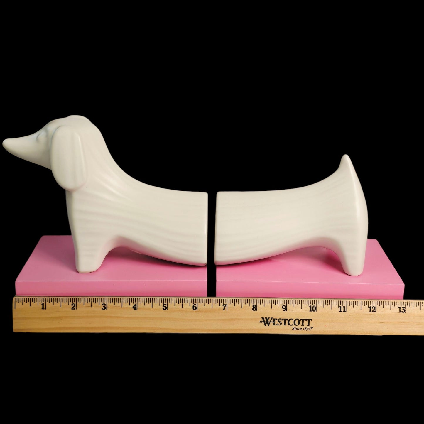 Jonathan Adler Dachshund Bookends Pink & White 2-Pc Menagerie Handmade in Peru