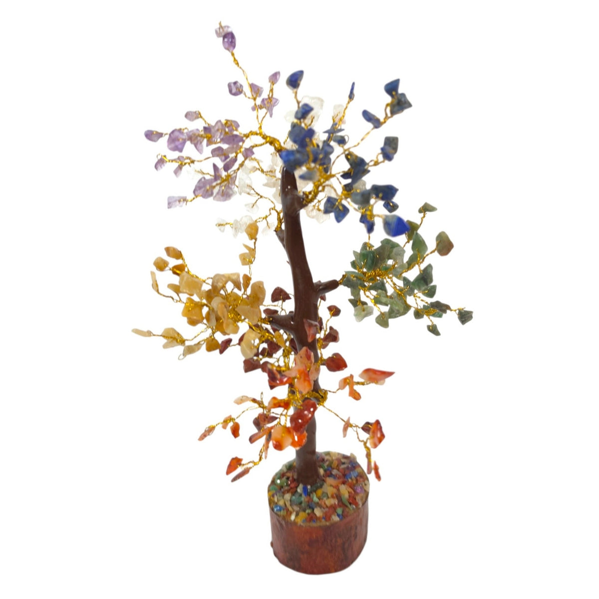 Multicolor Gemstone Bonsai Tree 7 Chakra Crystal Tree of Life Sculpture 10.5"