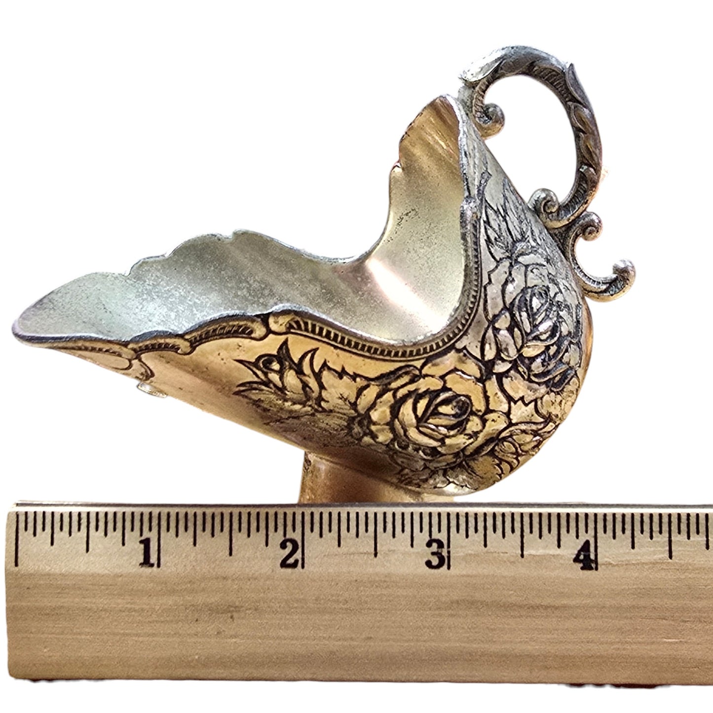 Silver Plate Sugar Scuttle Pretty Rose Pattern, No Scoop