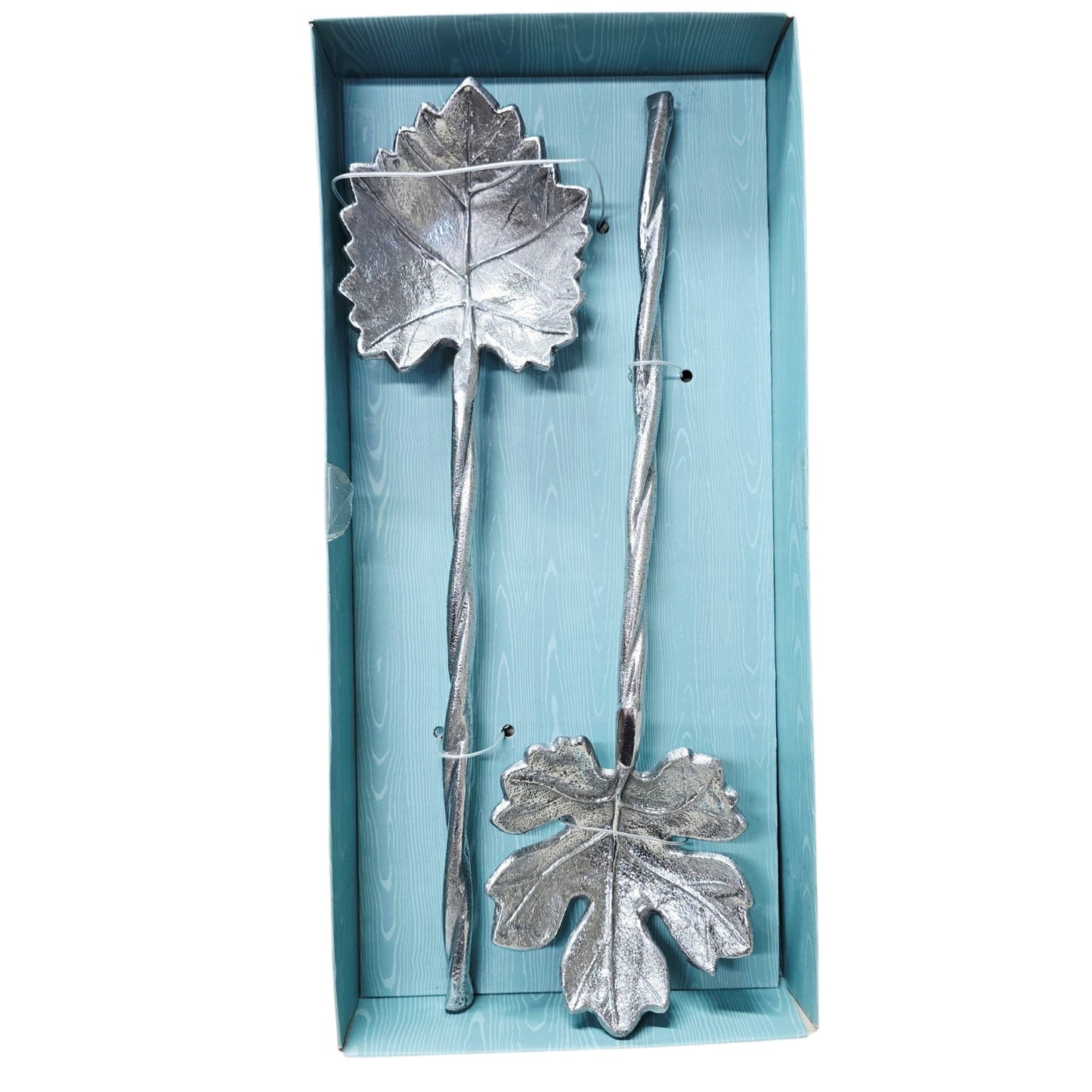 Martha Stewart Collection Park Leaves Salad Servers 2-Pc Rustic Macy's Regency NIB