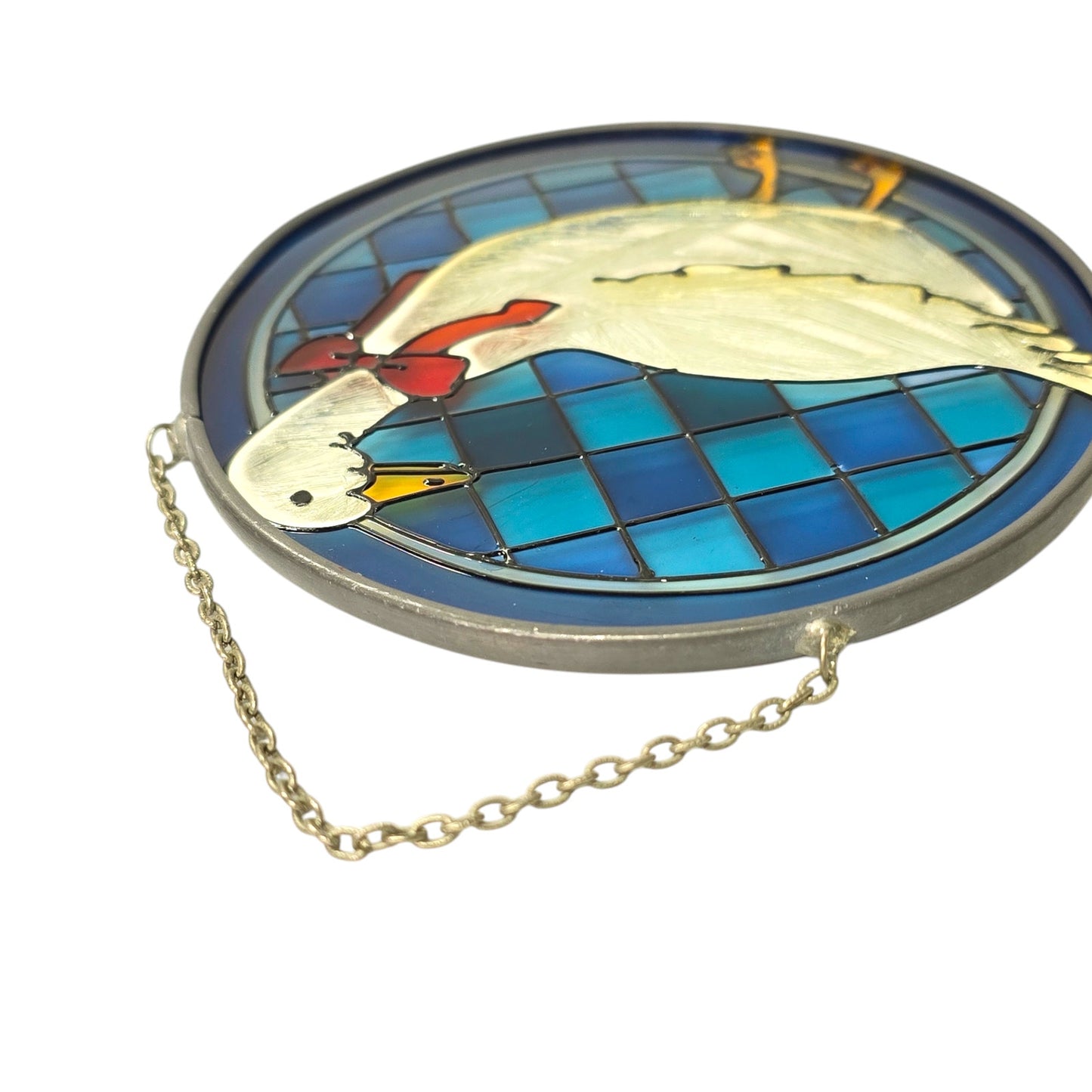 Vintage Goose Duck Stained Glass Sun Catcher, Made in Korea