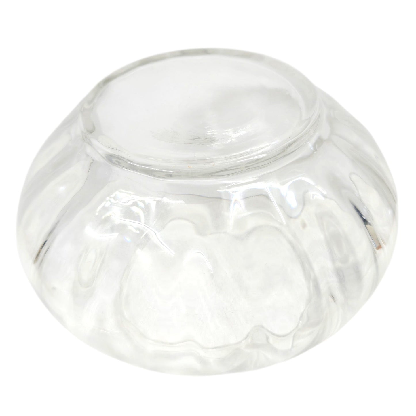 Vintage Pressed Glass Flower Frog Bowl, Rib Optic Pattern with Metal Grid Insert
