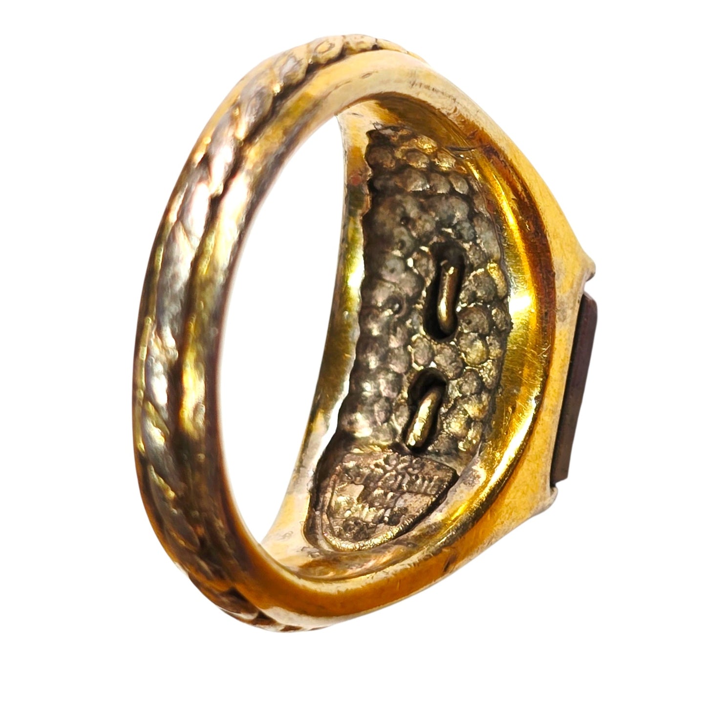 AS IS Franklin Mint Men's Eagle Gemstone Signet Ring 925 & 10K-11.5 Men's Ring