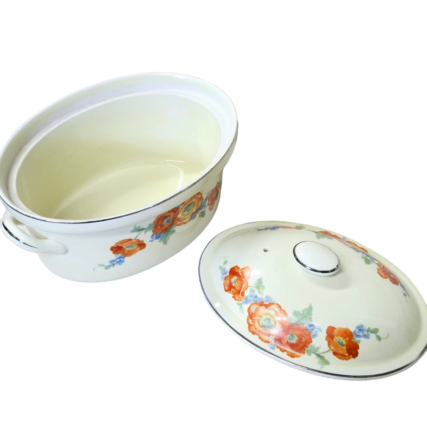 Vtg Hall's Superior Kitchenware Oval Poppy Lidded Casserole Dish