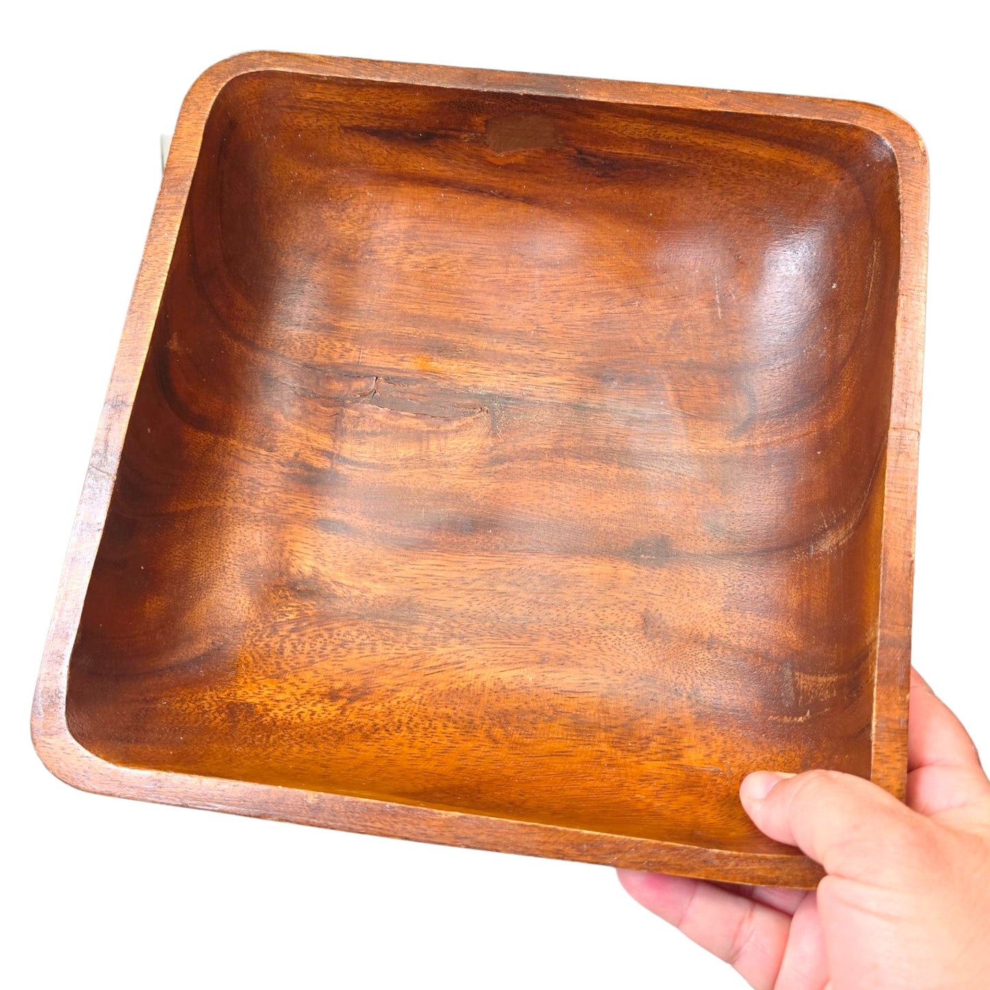 Vintage Square-Shaped Serving Bowl, Wooden Salad Bowl / Serving Tray