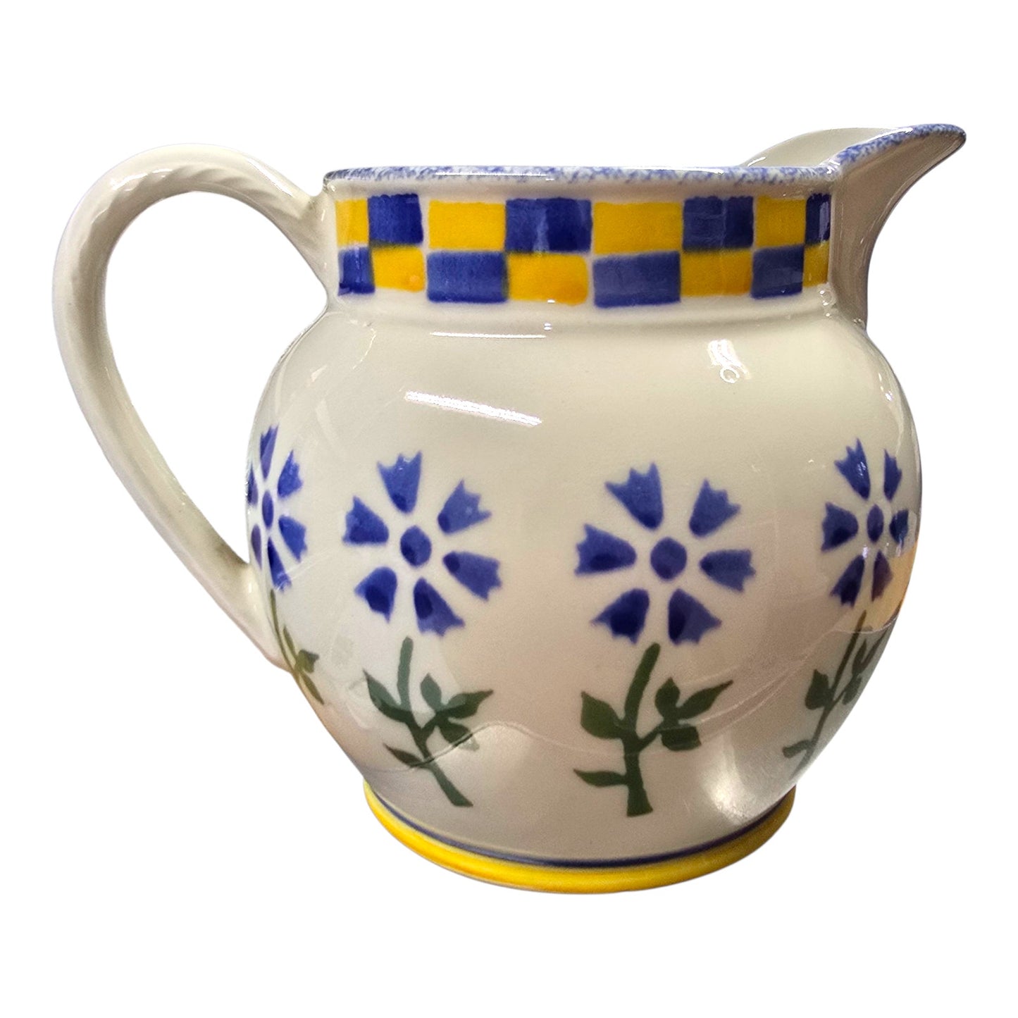 Vtg Laura Ashley Annabel Pitcher 32oz Hand Decorated England Farmhouse Chic Grandmillennial Decor Yellow Blue