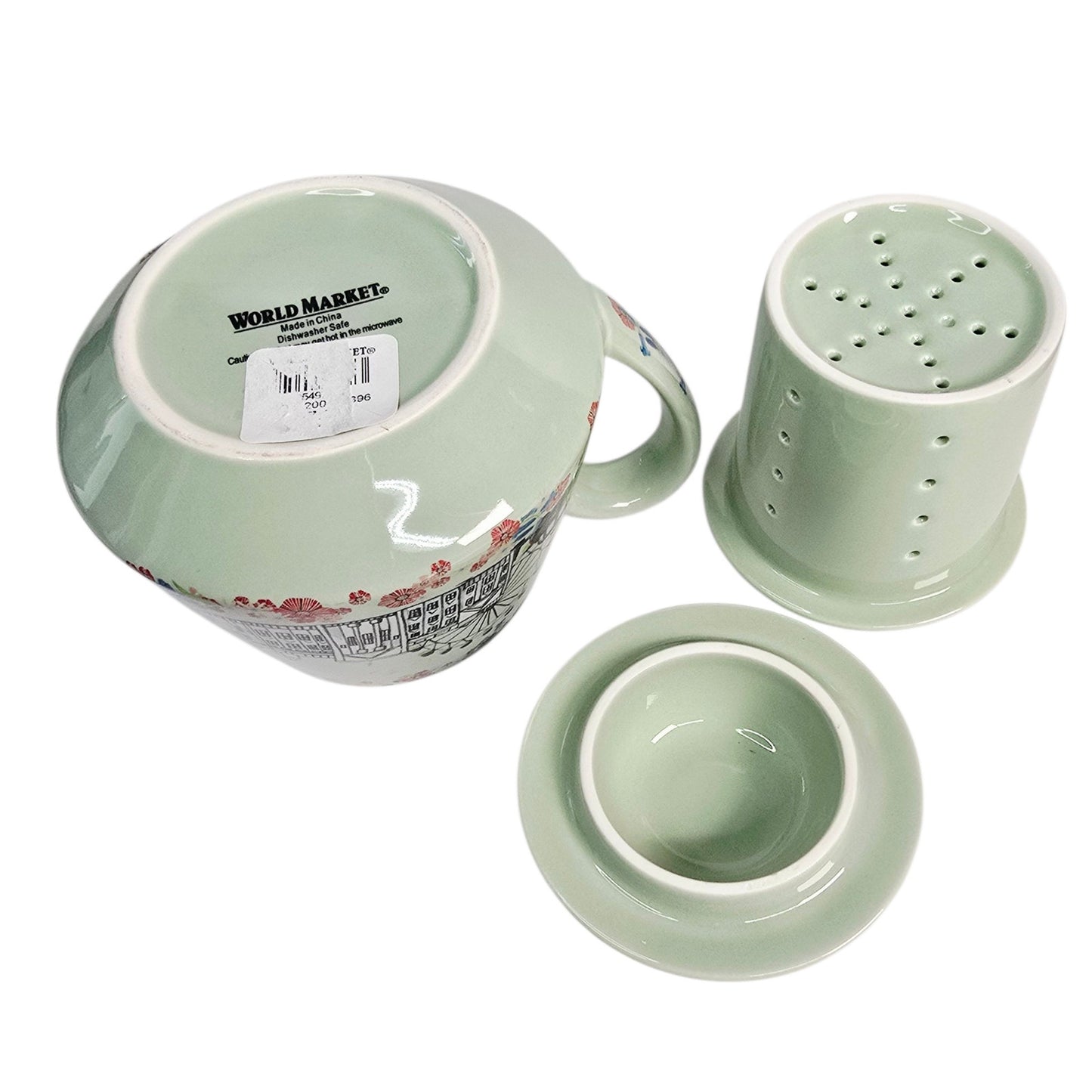 3-Pc World Market London Scene Mug with Infuser and Lid, London Eye, Palace, Ben
