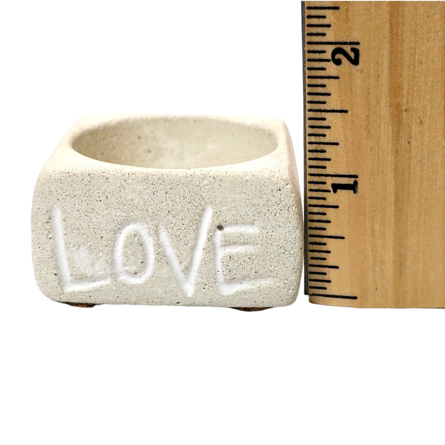 Square Stoneware LOVE Inscribed Candle Holder, ❤️ Love Tealight Small Succulent