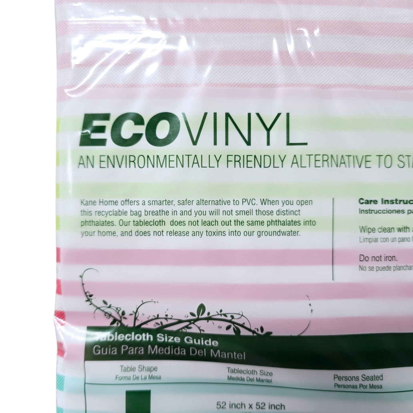 Eco Vinyl Flannel Back Tablecloth Striped 52" x 70"