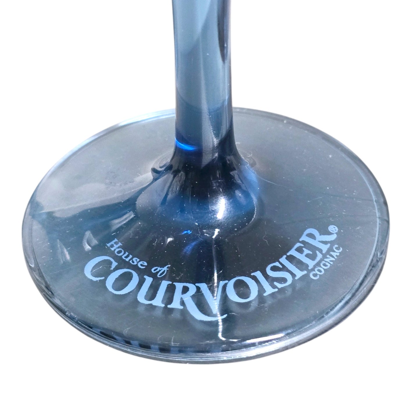 Set of 4 Bormioli Luigi Italy CV House of Courvoisier Blue Petal Crystal Stemware Cognac