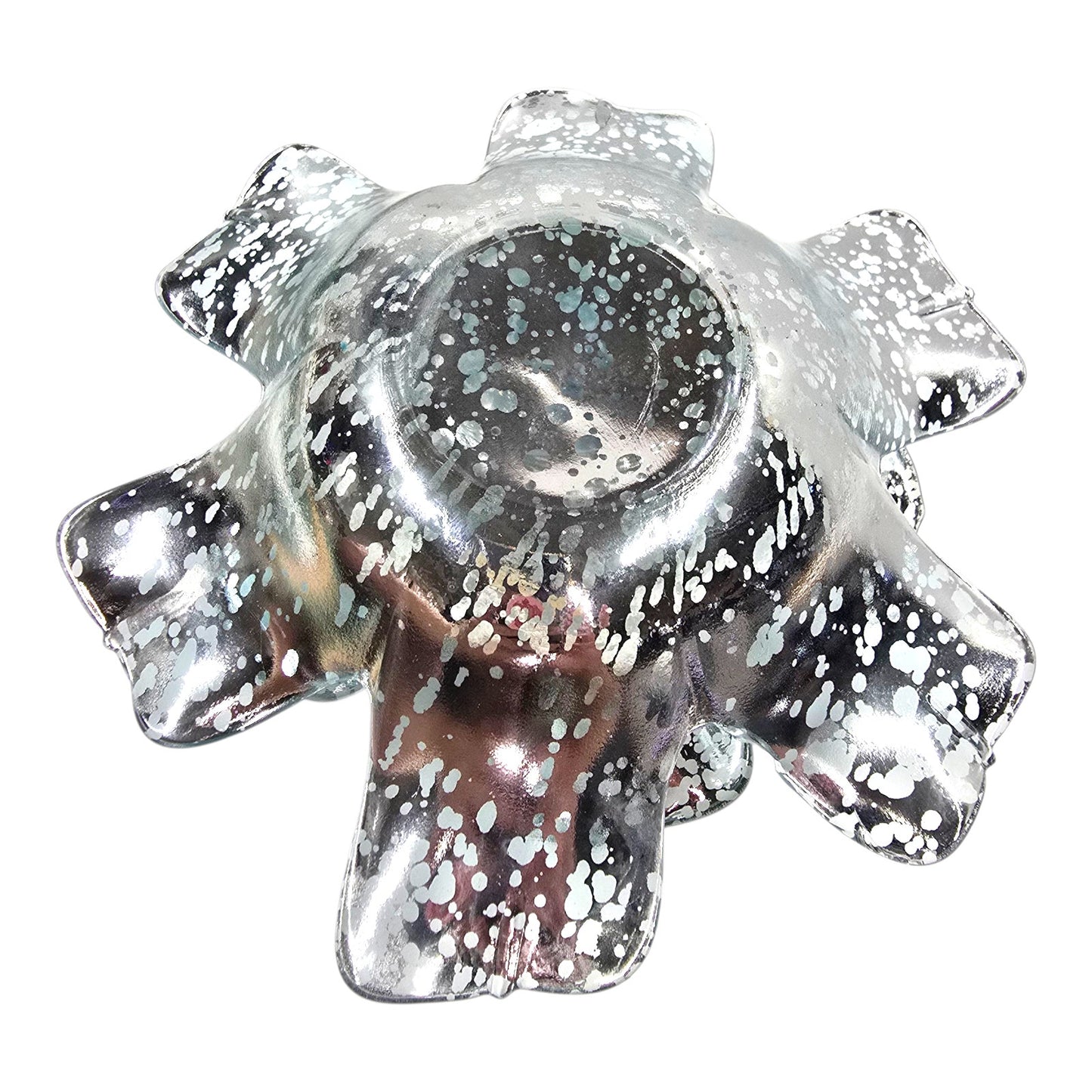 Aqua Silver Mercury Glass Lotus Bowl Glam Candle Holder Centerpiece Decor
