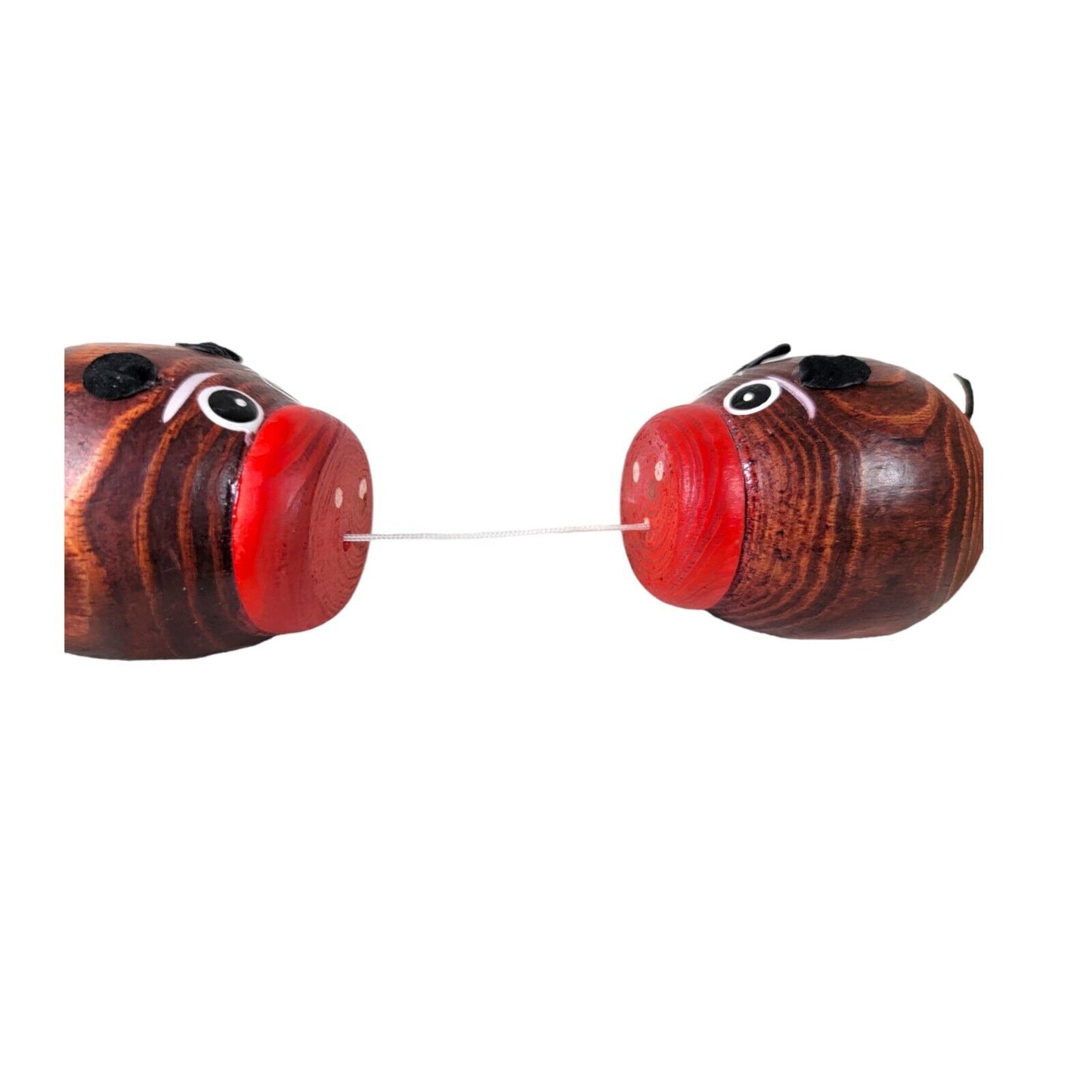 Vintage Hand-Carved Wooden Kissing Pigs Vintage Toy, Vintage Pig Figurines