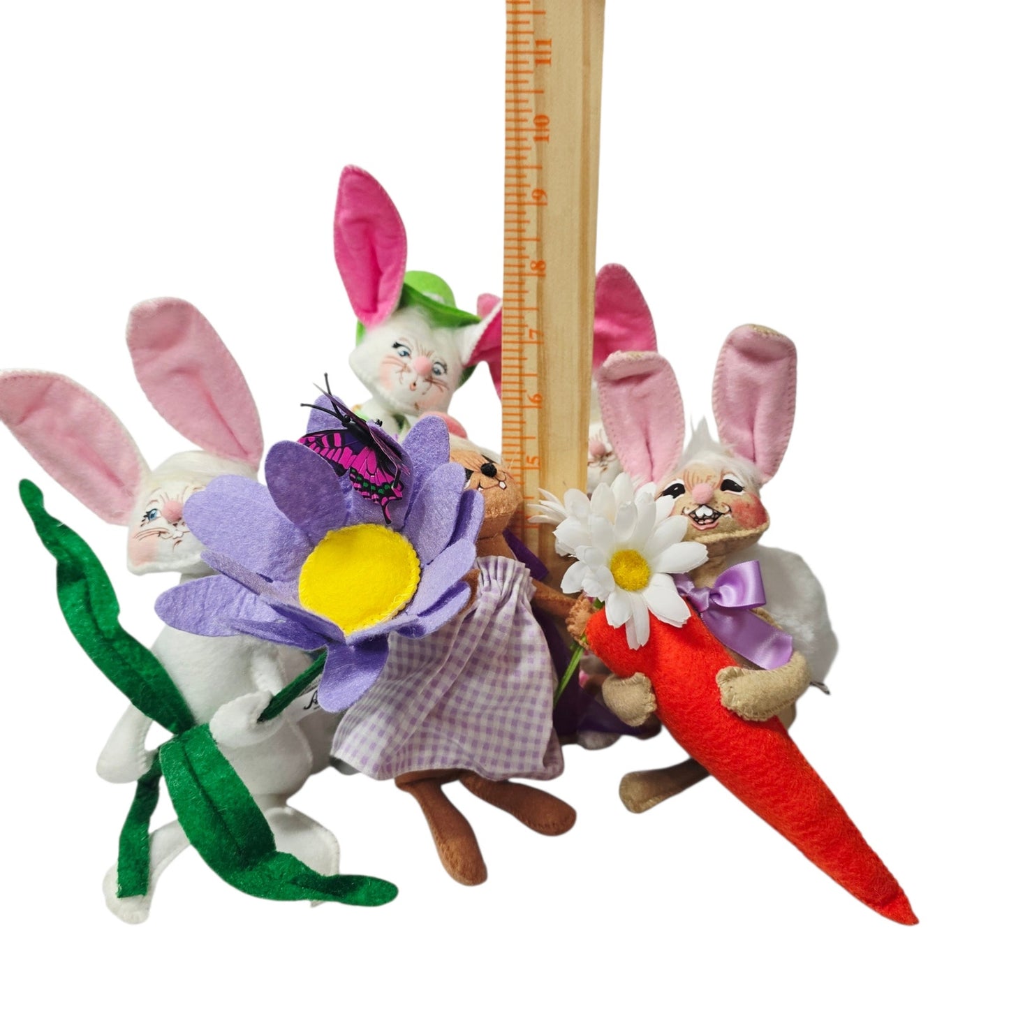 Lot of 5 Annalee Spring Dolls 2011-2018 Easter Bunnies & Mouse w/ Tags