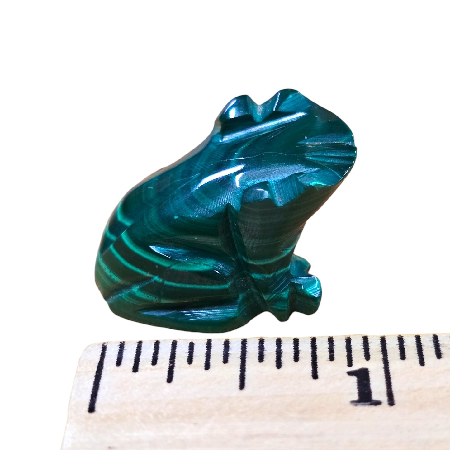 * Vintage Tiny Malachite Frog Figurine FLAW, See details