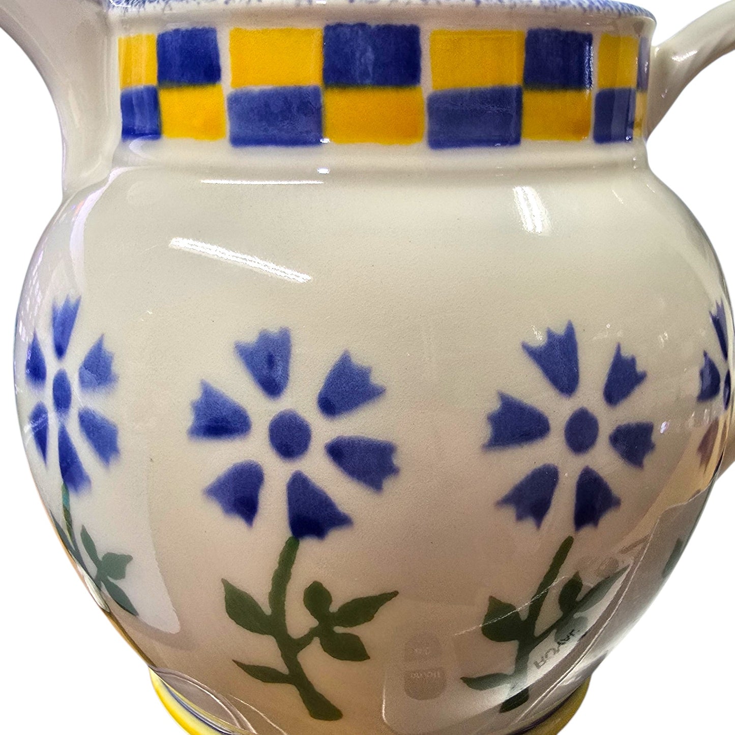 Vtg Laura Ashley Annabel Pitcher 32oz Hand Decorated England Farmhouse Chic Grandmillennial Decor Yellow Blue